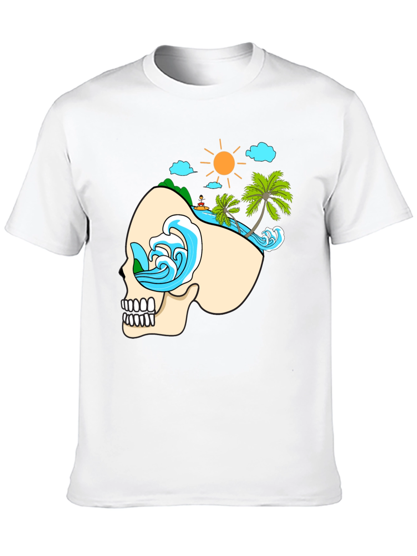 Skull Beach Graphic T-Shirt - Black