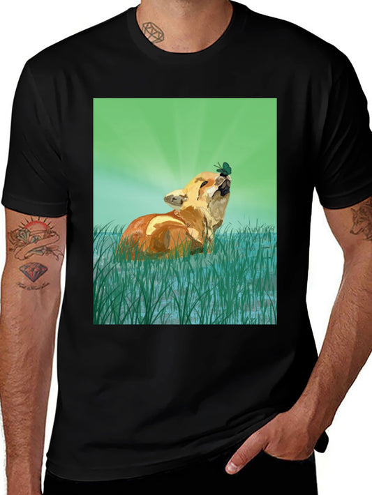 Fox and Butterfly Graphic T-Shirt