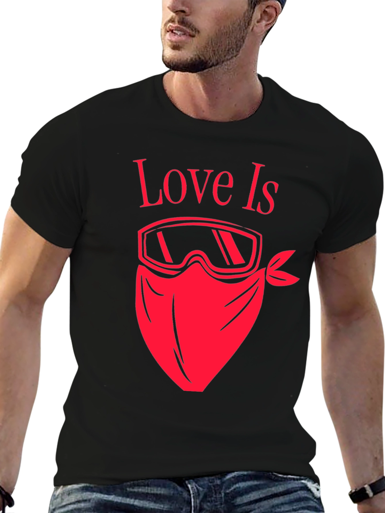 Love Is Ski Mask T-Shirt - Black