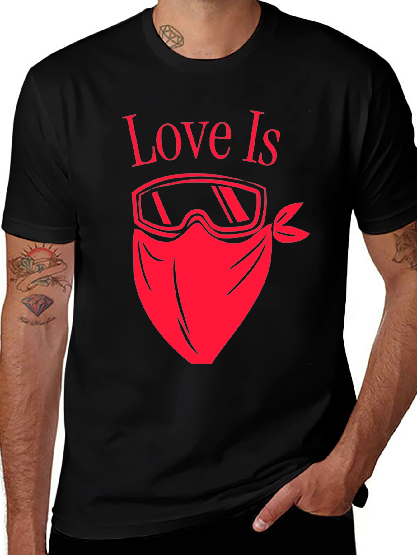 Love Is Ski Mask T-Shirt - Black