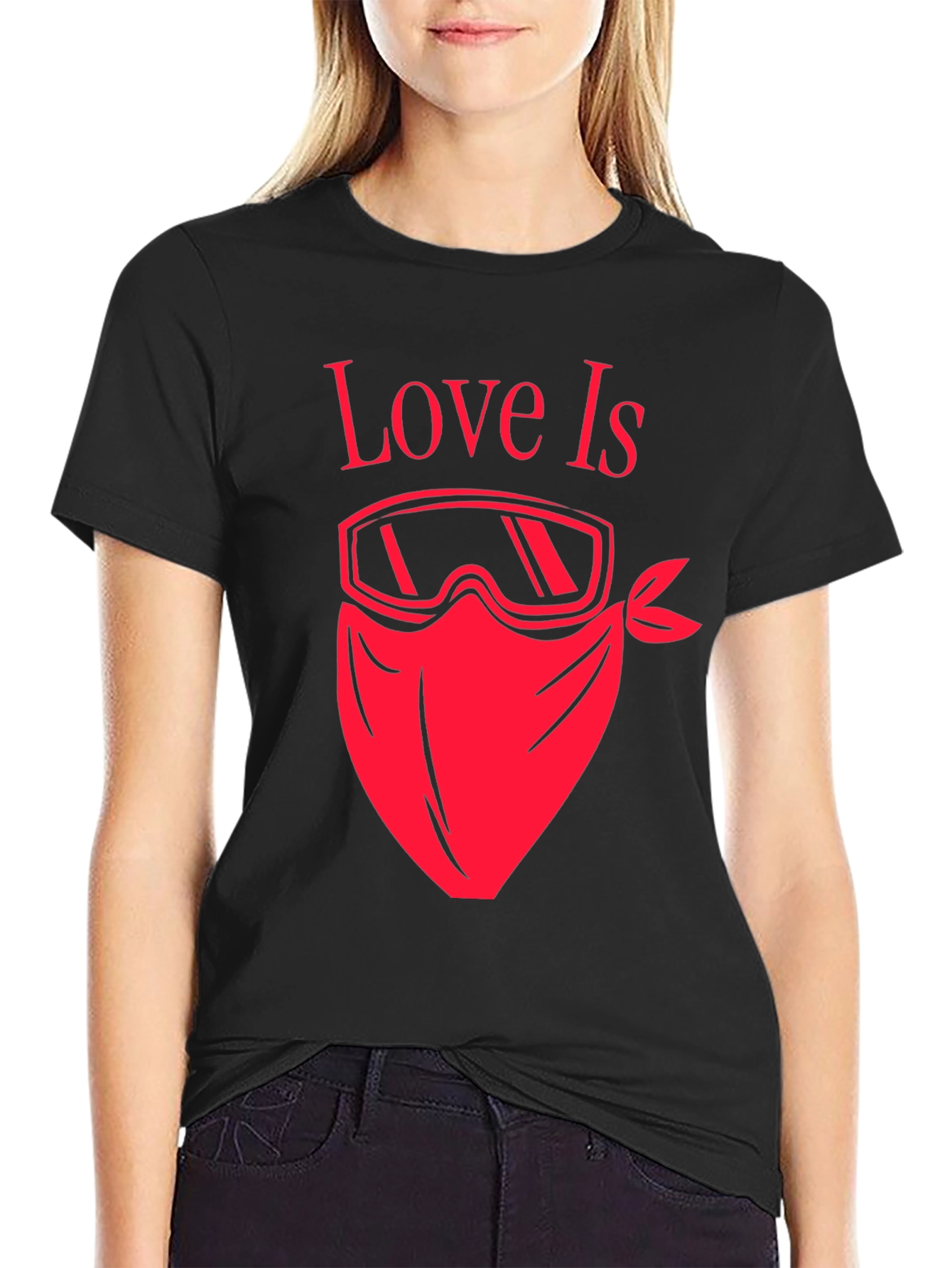 Love Is Ski Mask T-Shirt - Black