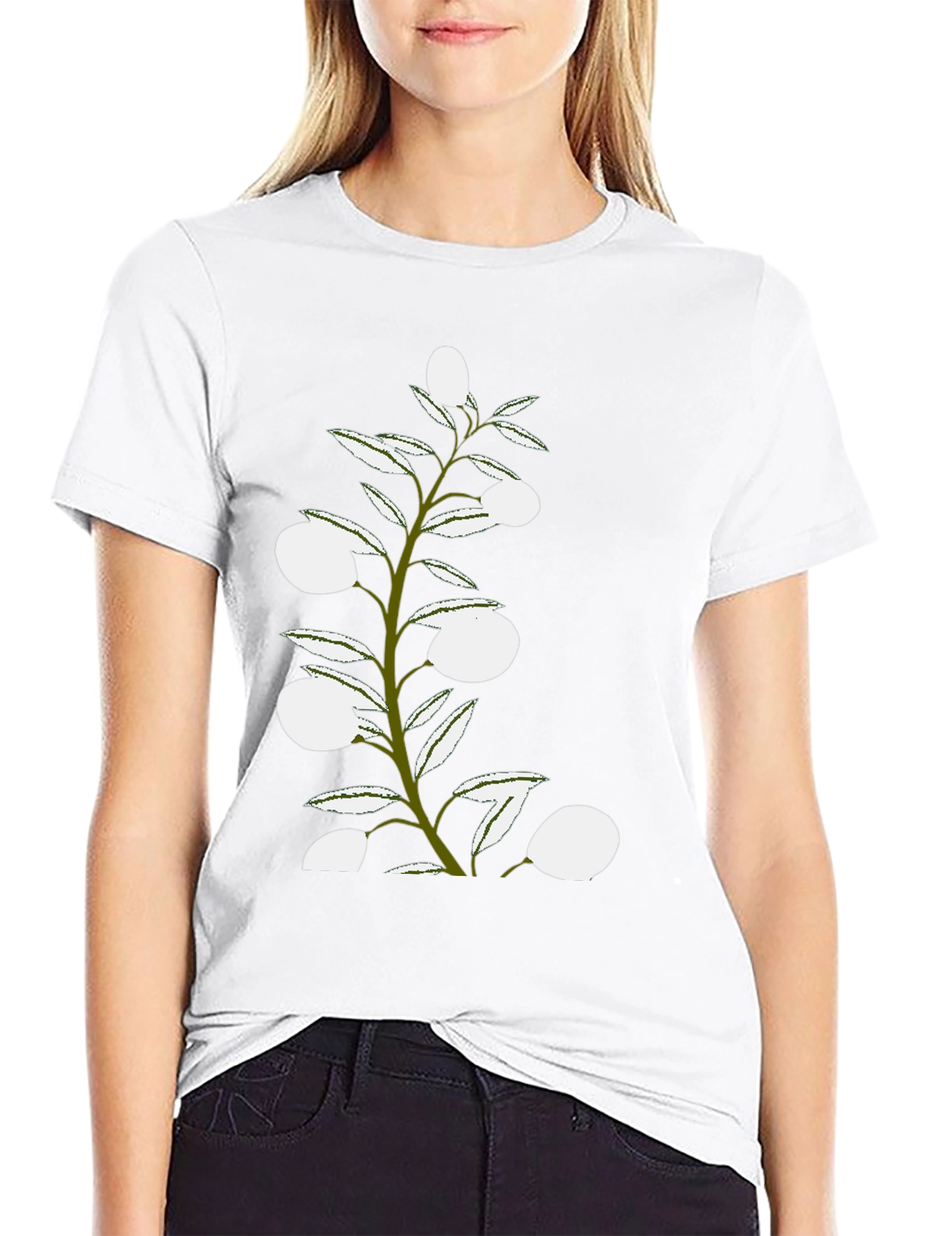 Olive Branch Graphic Tee - Stylish Black Cotton Shirt