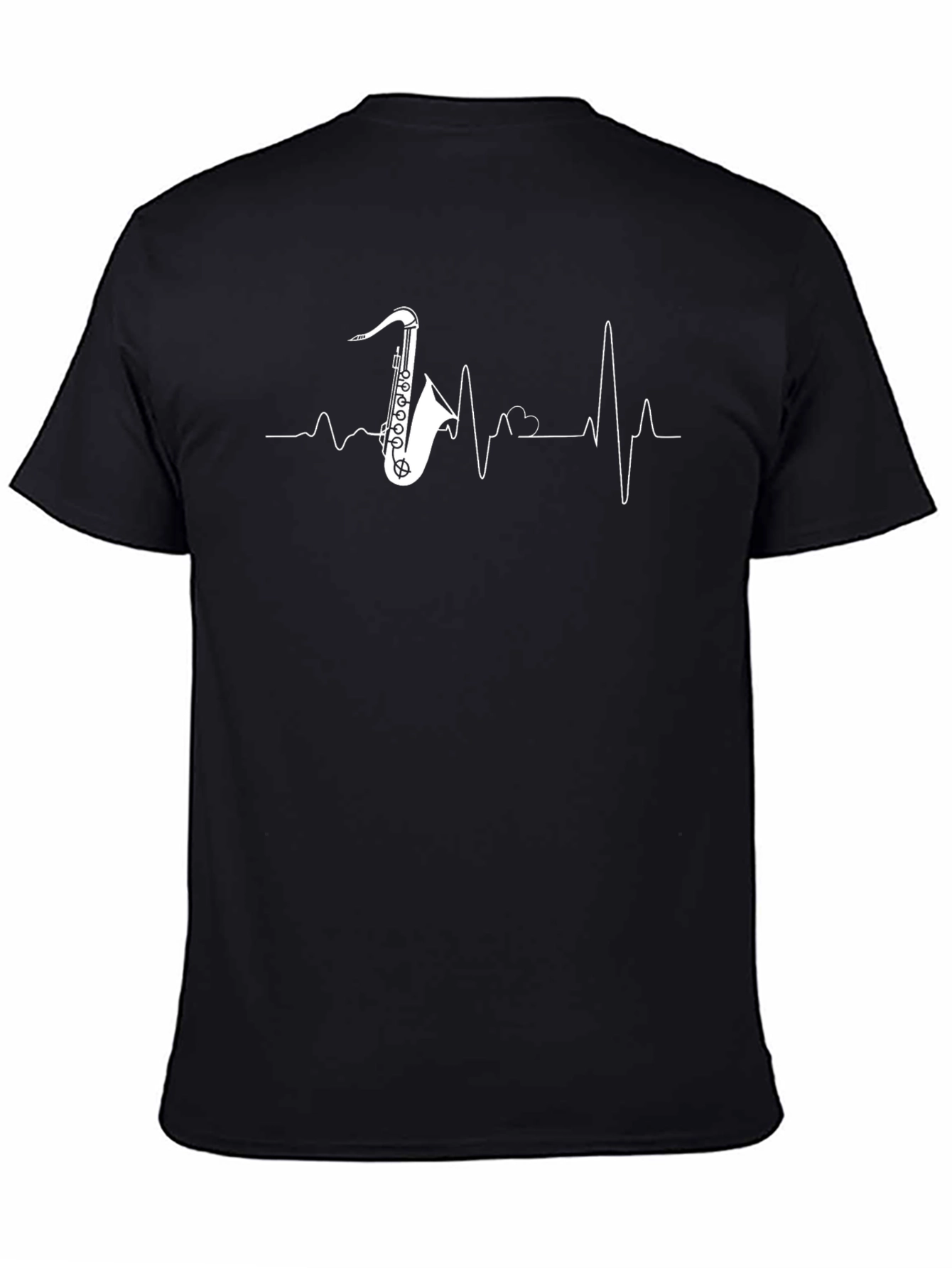 Saxophone Heartbeat Graphic Tee - Black