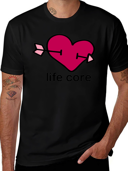 Life Core T-Shirt - Heart Arrow Design Black