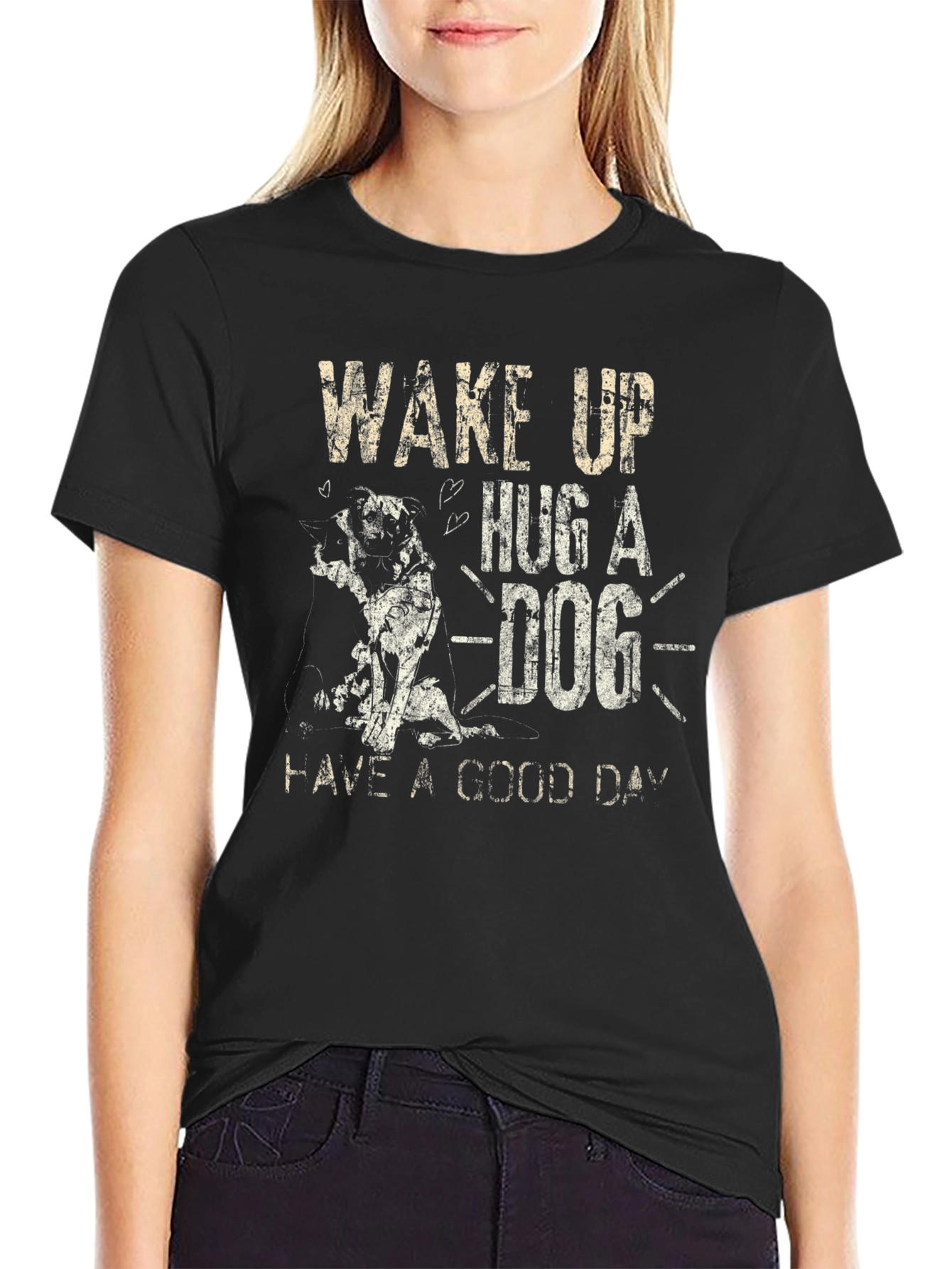 Wake Up Hug A Dog Graphic T-Shirt
