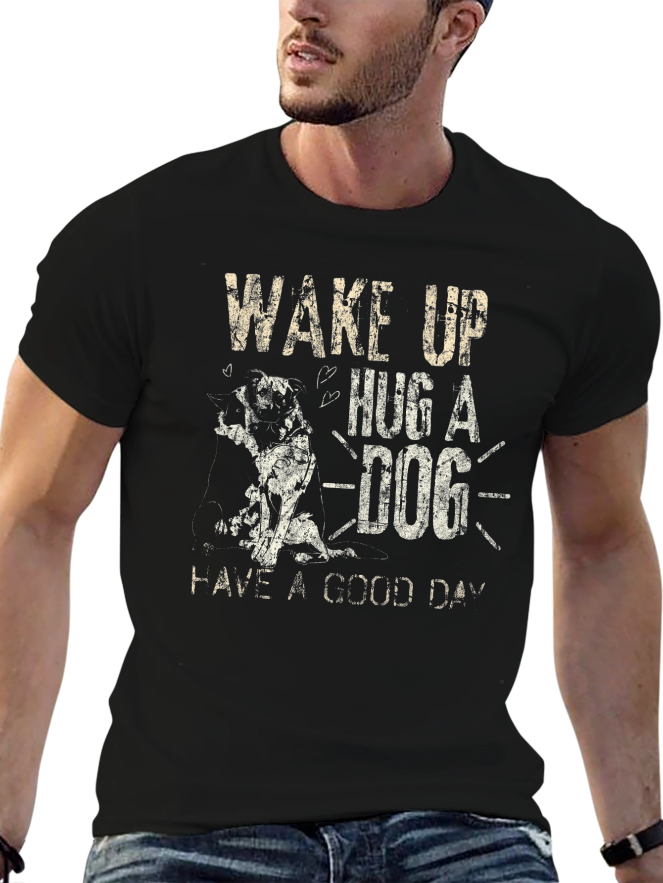 Wake Up Hug A Dog Graphic T-Shirt