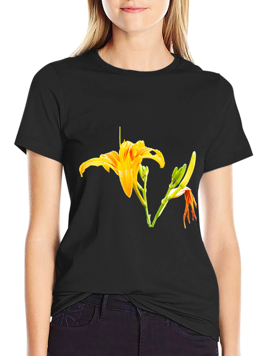 Floral Print Black T-Shirt - Stylish Casual Wear