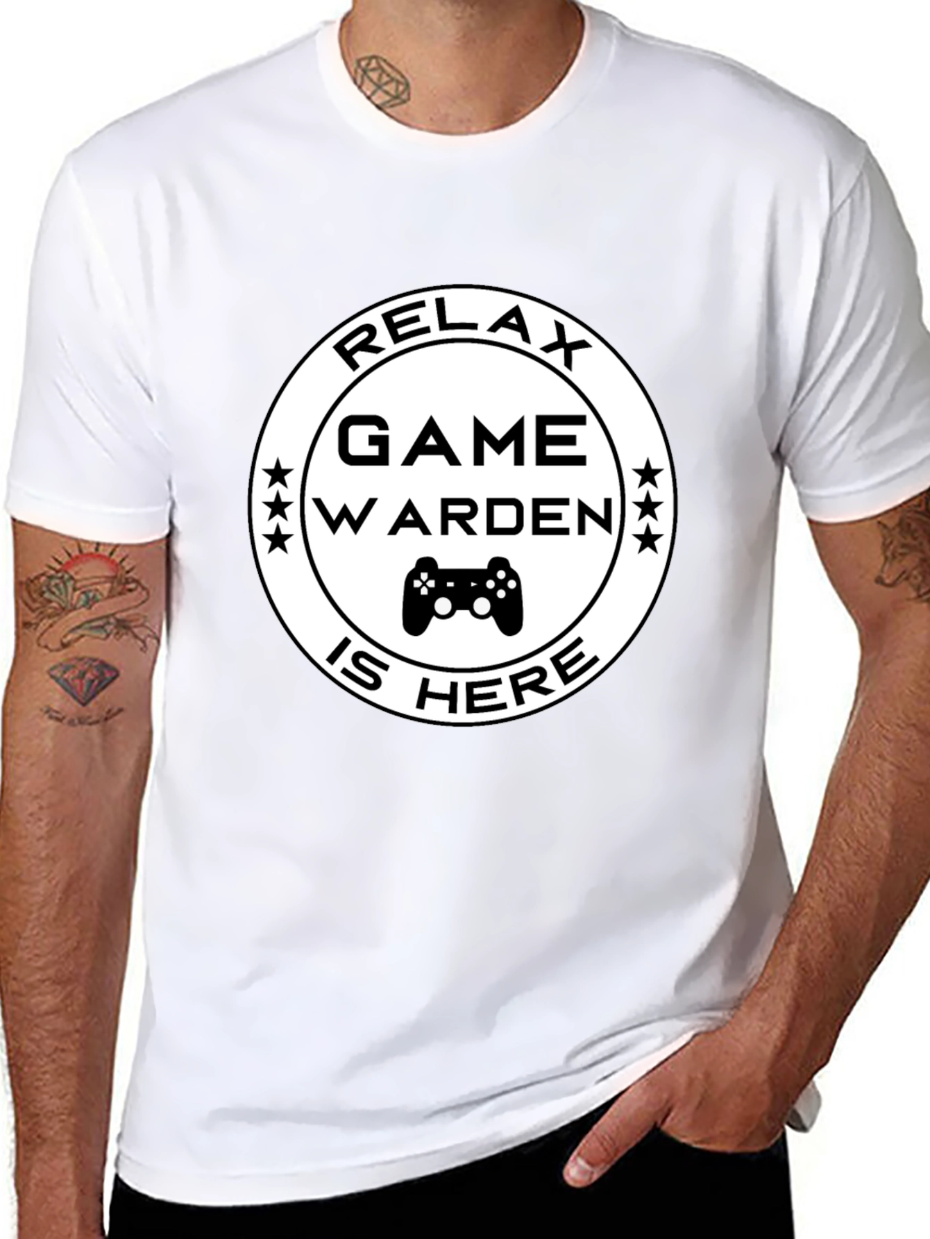 Relax Game Warden Is Here Black T-Shirt