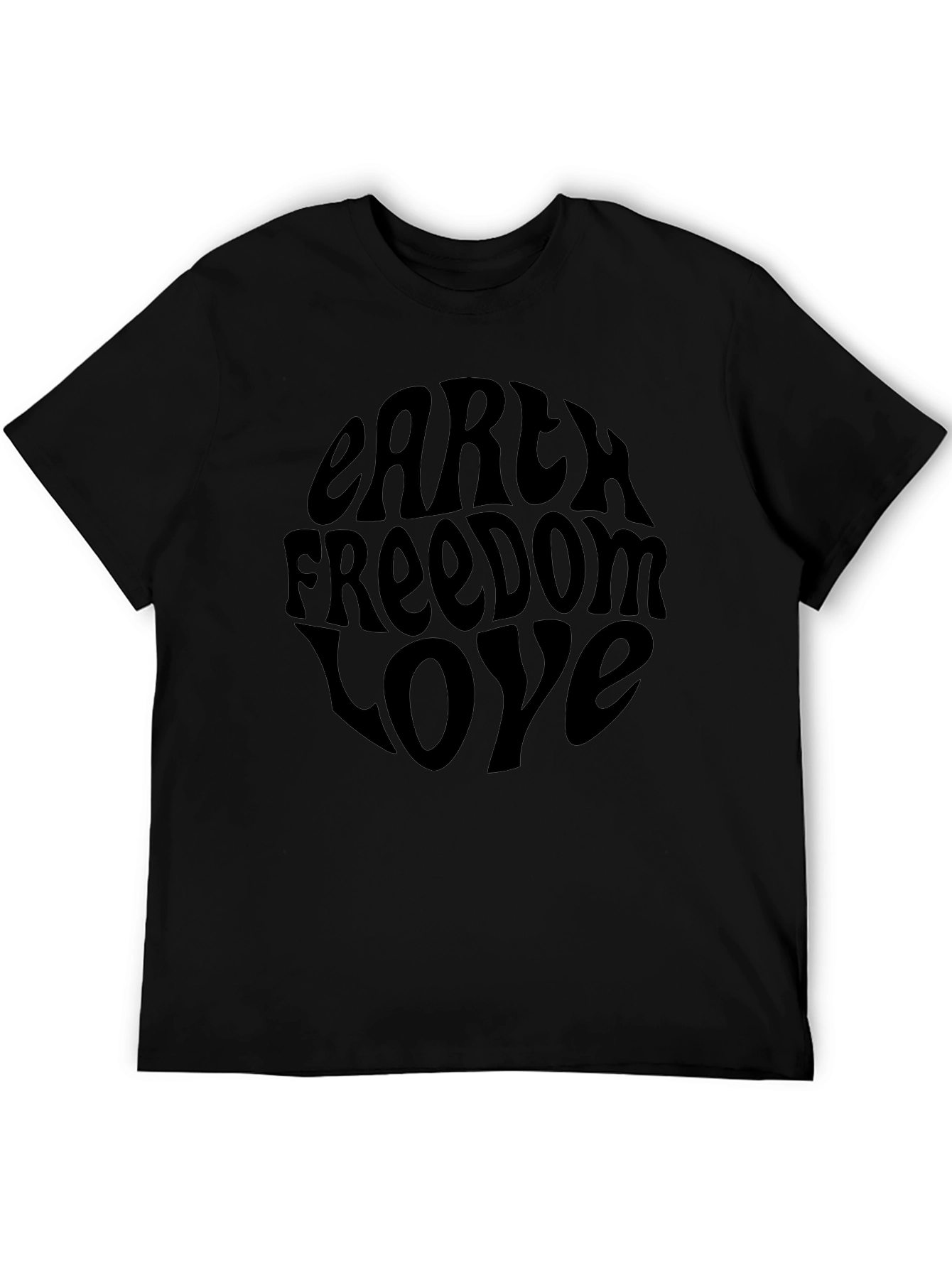 Earth Freedom Love Graphic Tee - Black