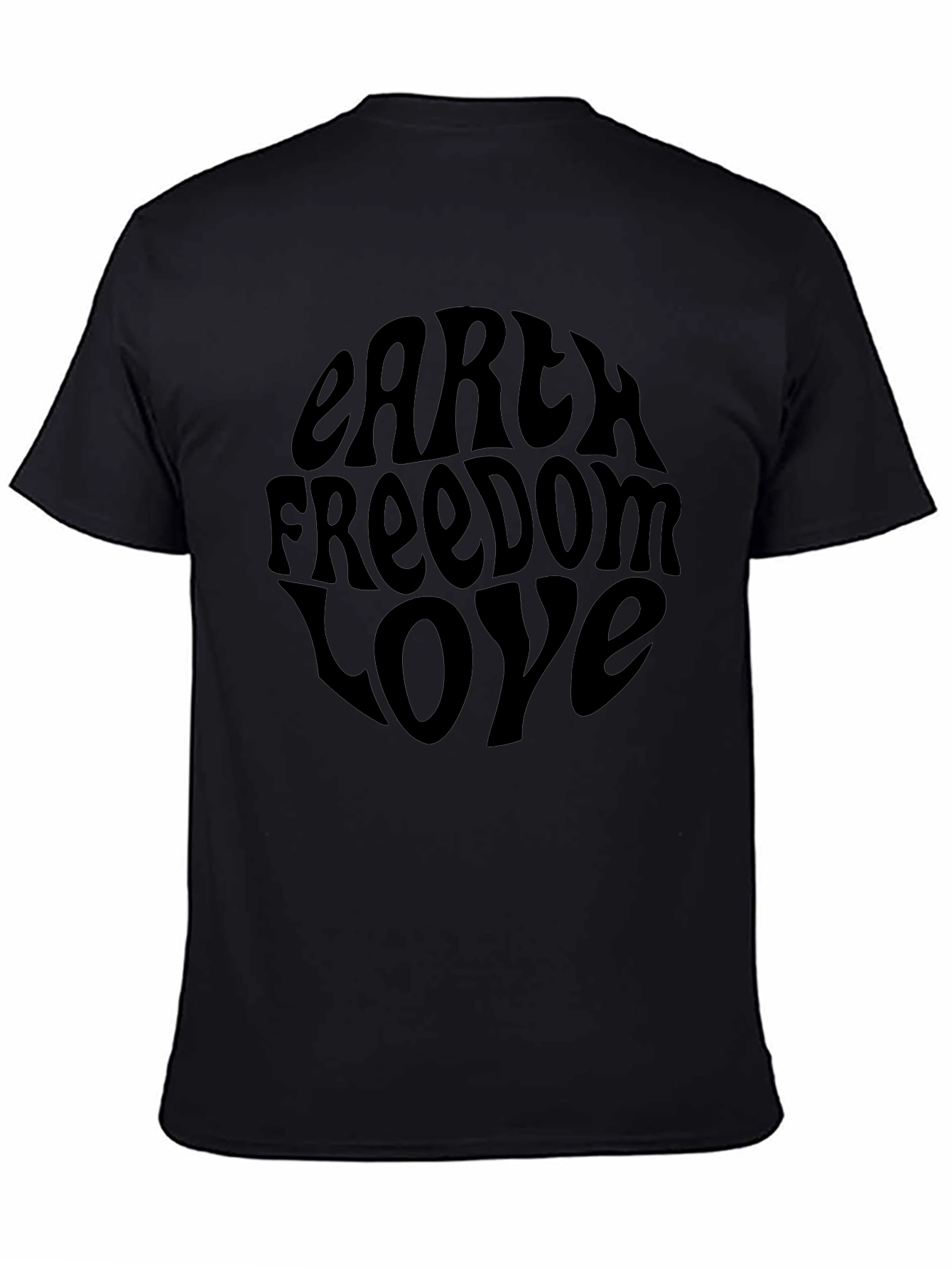 Earth Freedom Love Graphic Tee - Black