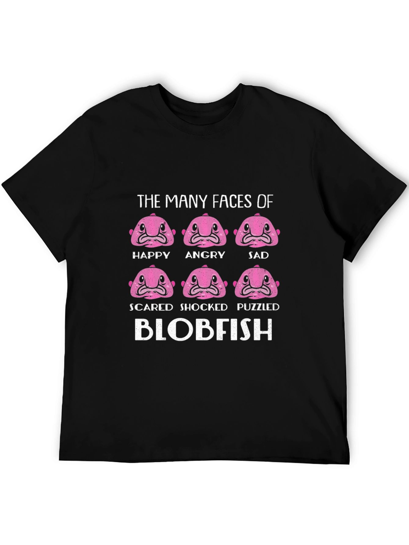 The Many Faces of Blobfish Black T-Shirt