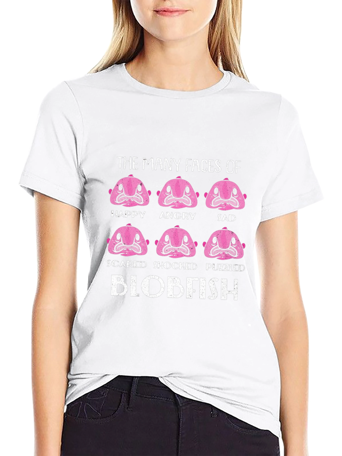 The Many Faces of Blobfish Black T-Shirt
