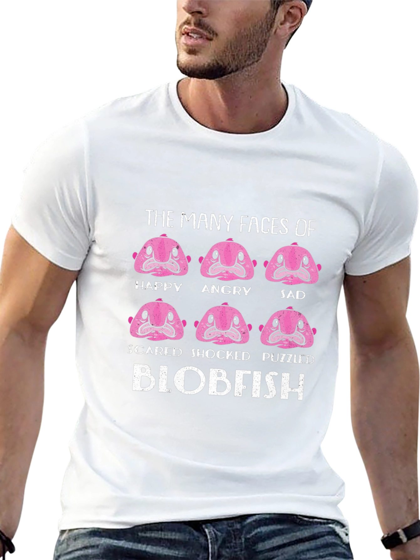 The Many Faces of Blobfish Black T-Shirt