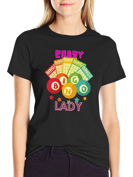 Crazy Bingo Lady Graphic T-Shirt