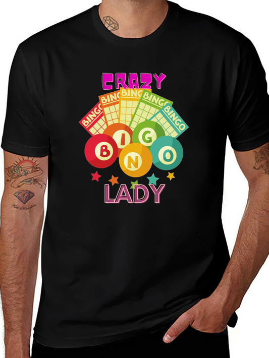 Crazy Bingo Lady Graphic T-Shirt