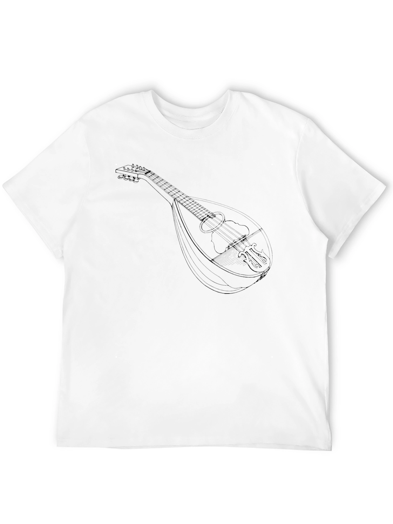 Mandolin Line Art Graphic Tee - Black T-Shirt