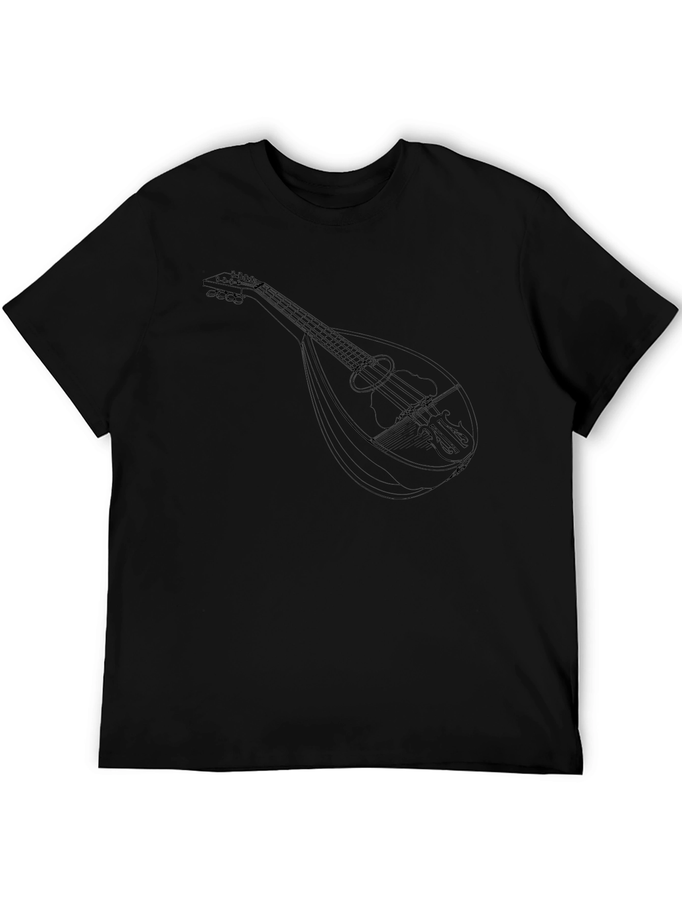 Mandolin Line Art Graphic Tee - Black T-Shirt