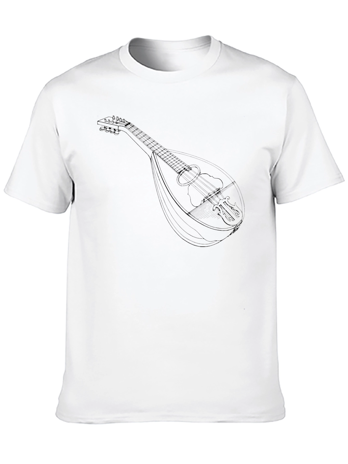 Mandolin Line Art Graphic Tee - Black T-Shirt