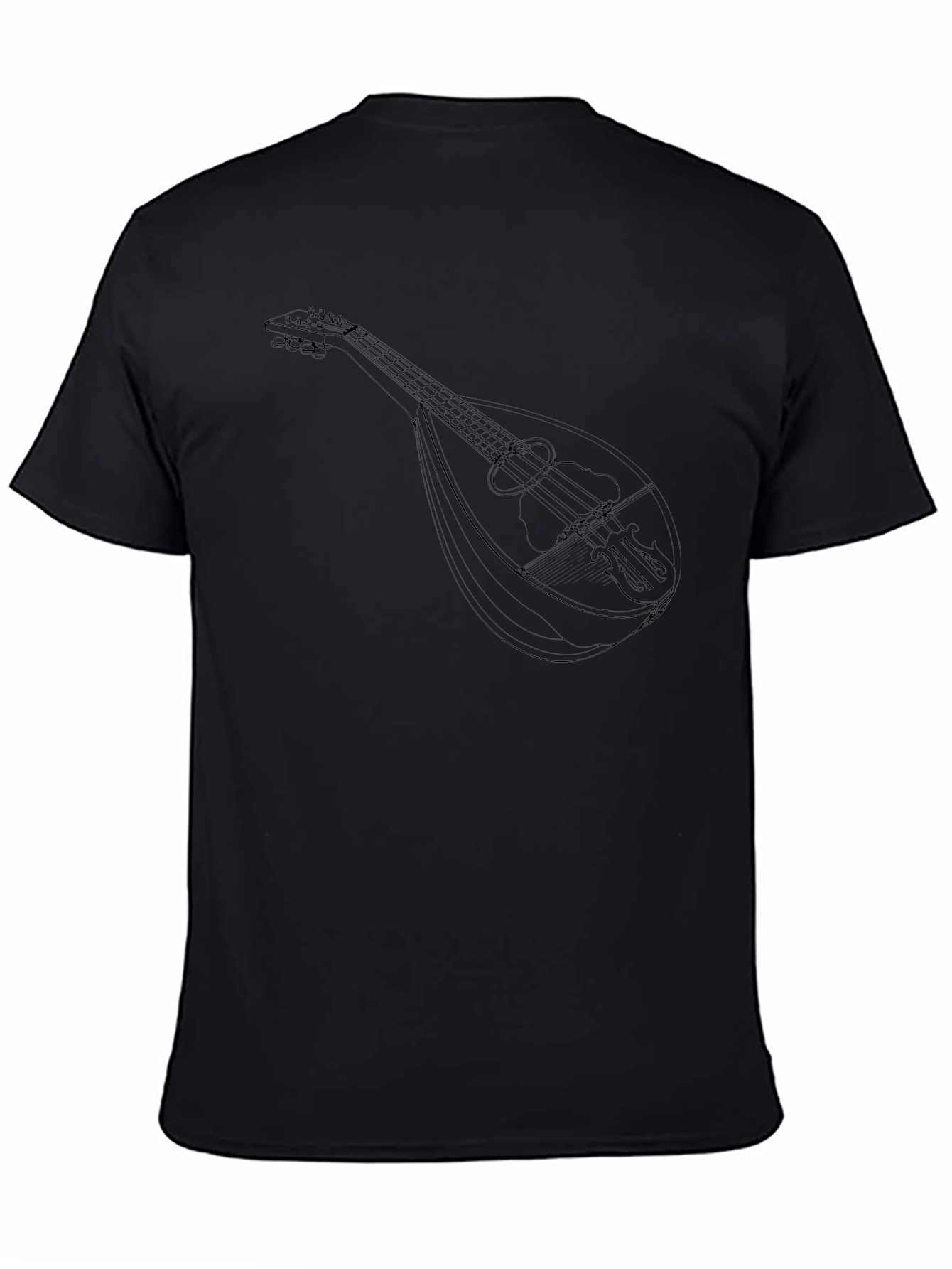 Mandolin Line Art Graphic Tee - Black T-Shirt