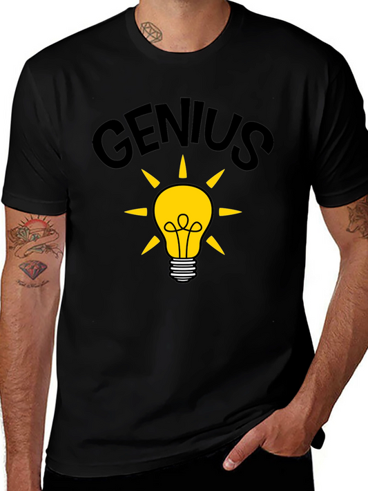 Genius Idea Light Bulb T-Shirt - Black Cotton Tee