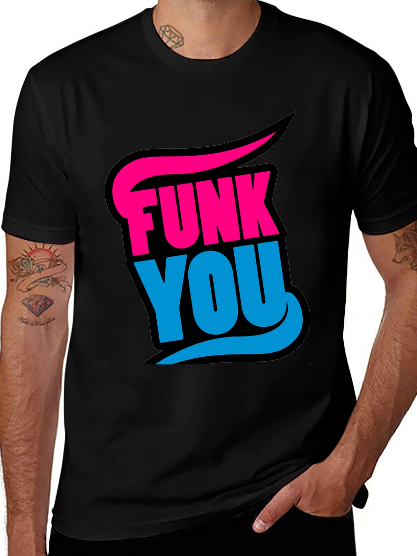 Funky Graphic Tee - Funk You Black Cotton T-Shirt