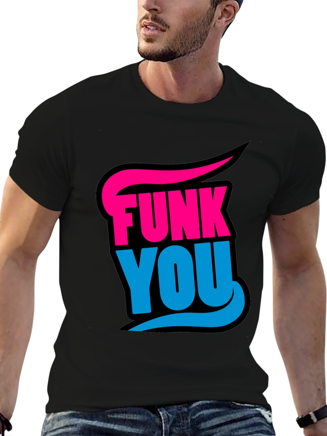 Funky Graphic Tee - Funk You Black Cotton T-Shirt