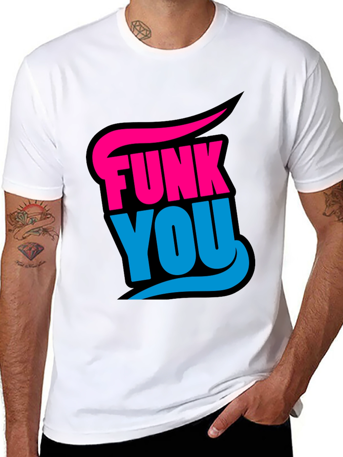 Funky Graphic Tee - Funk You Black Cotton T-Shirt