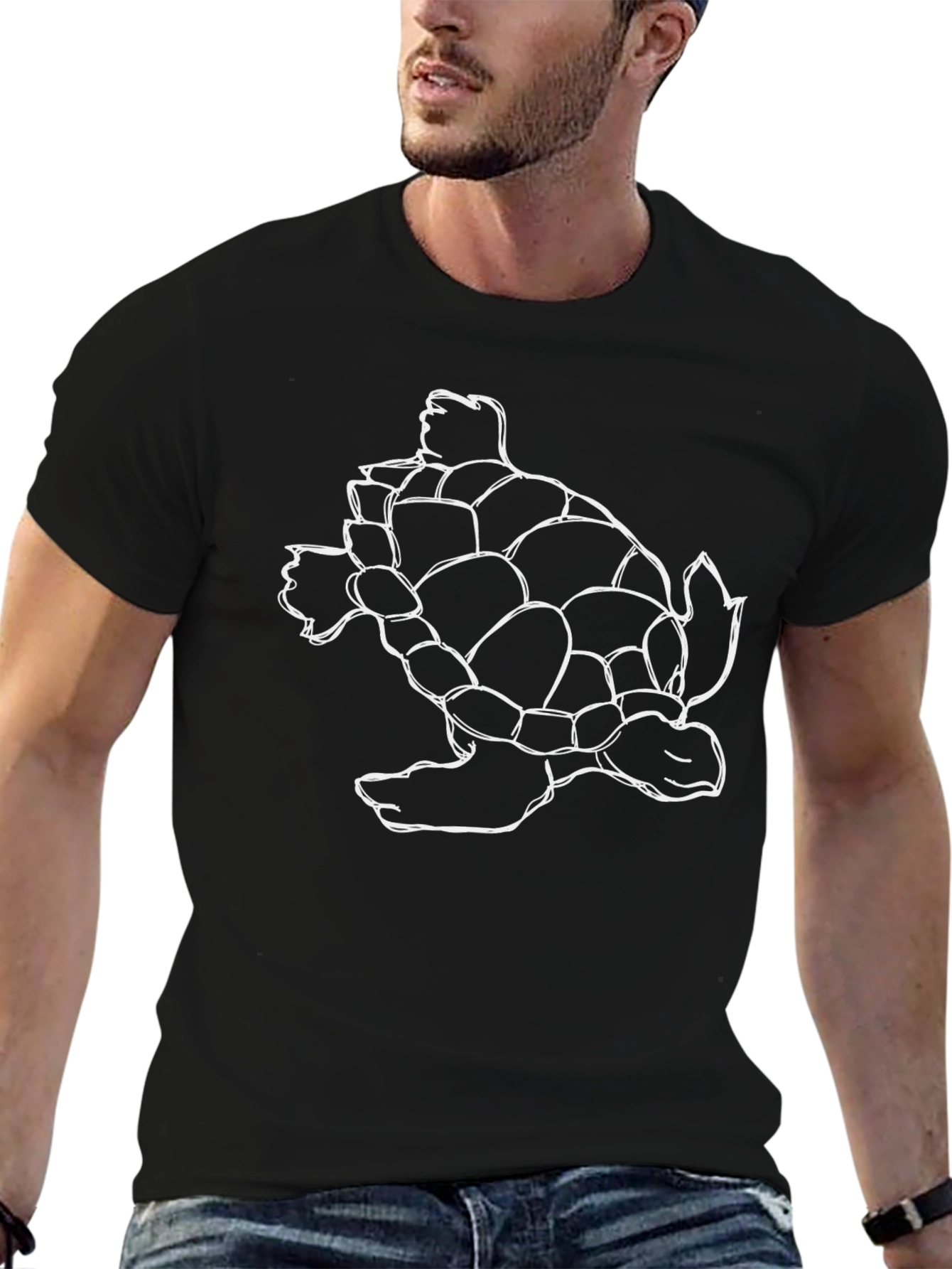 Sea Turtle Outline Black T-Shirt