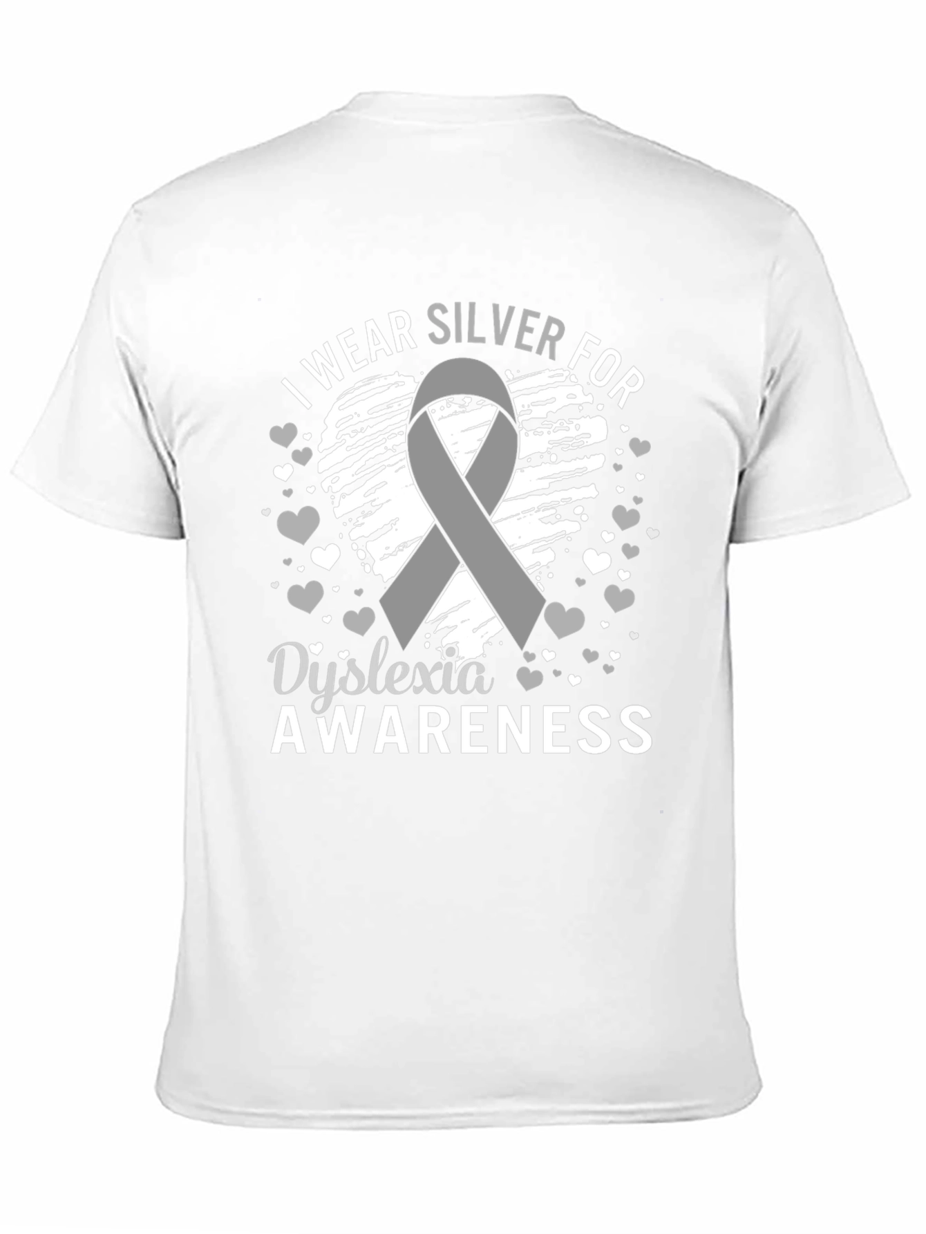 Dyslexia Awareness T-Shirt - Silver Ribbon Support