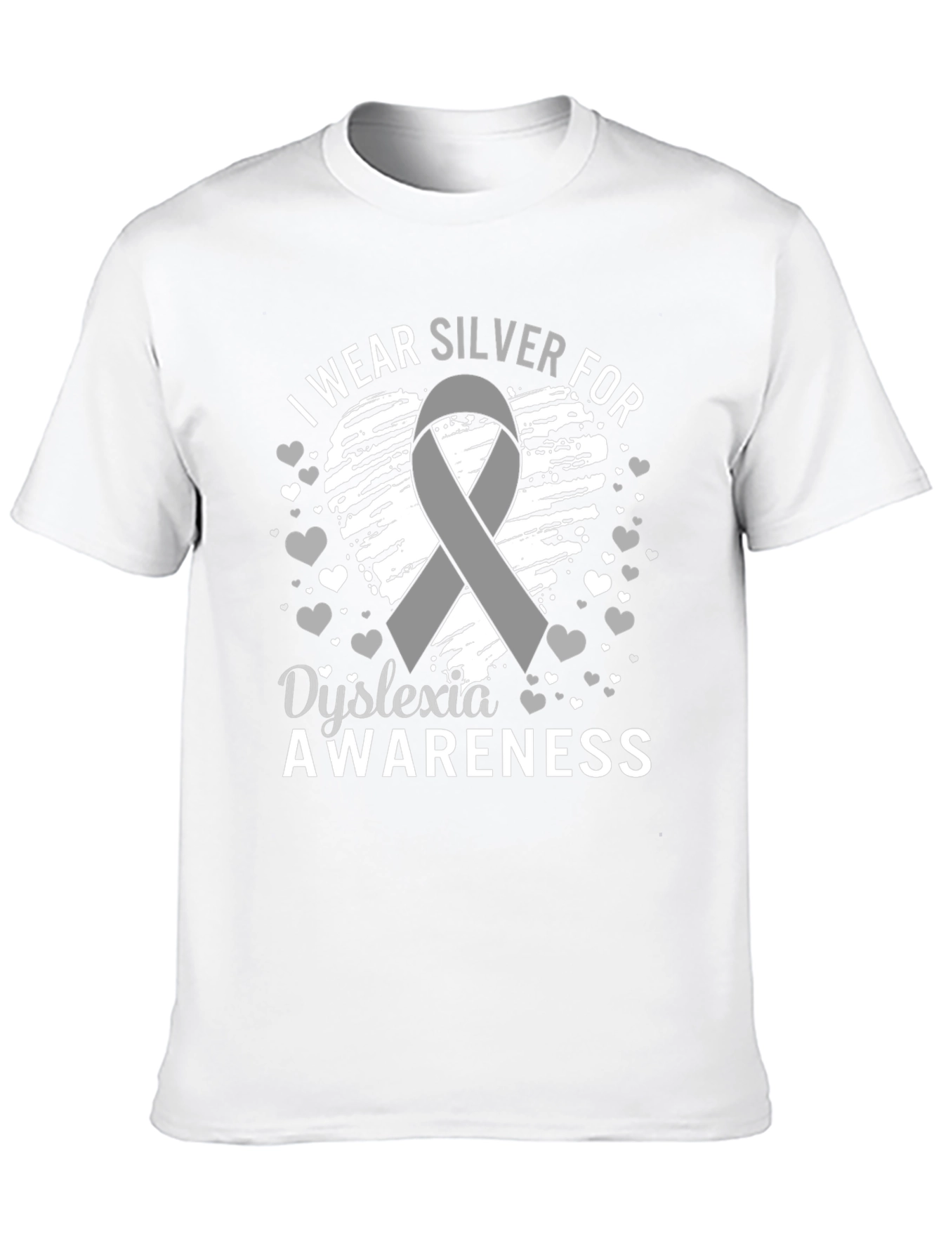 Dyslexia Awareness T-Shirt - Silver Ribbon Support