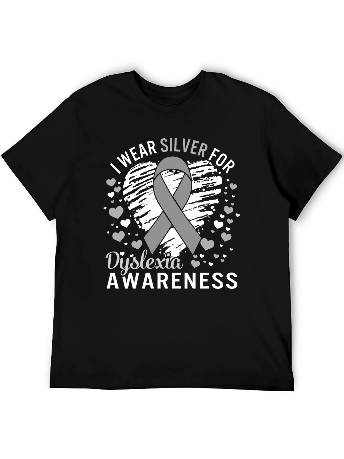 Dyslexia Awareness T-Shirt - Silver Ribbon Support