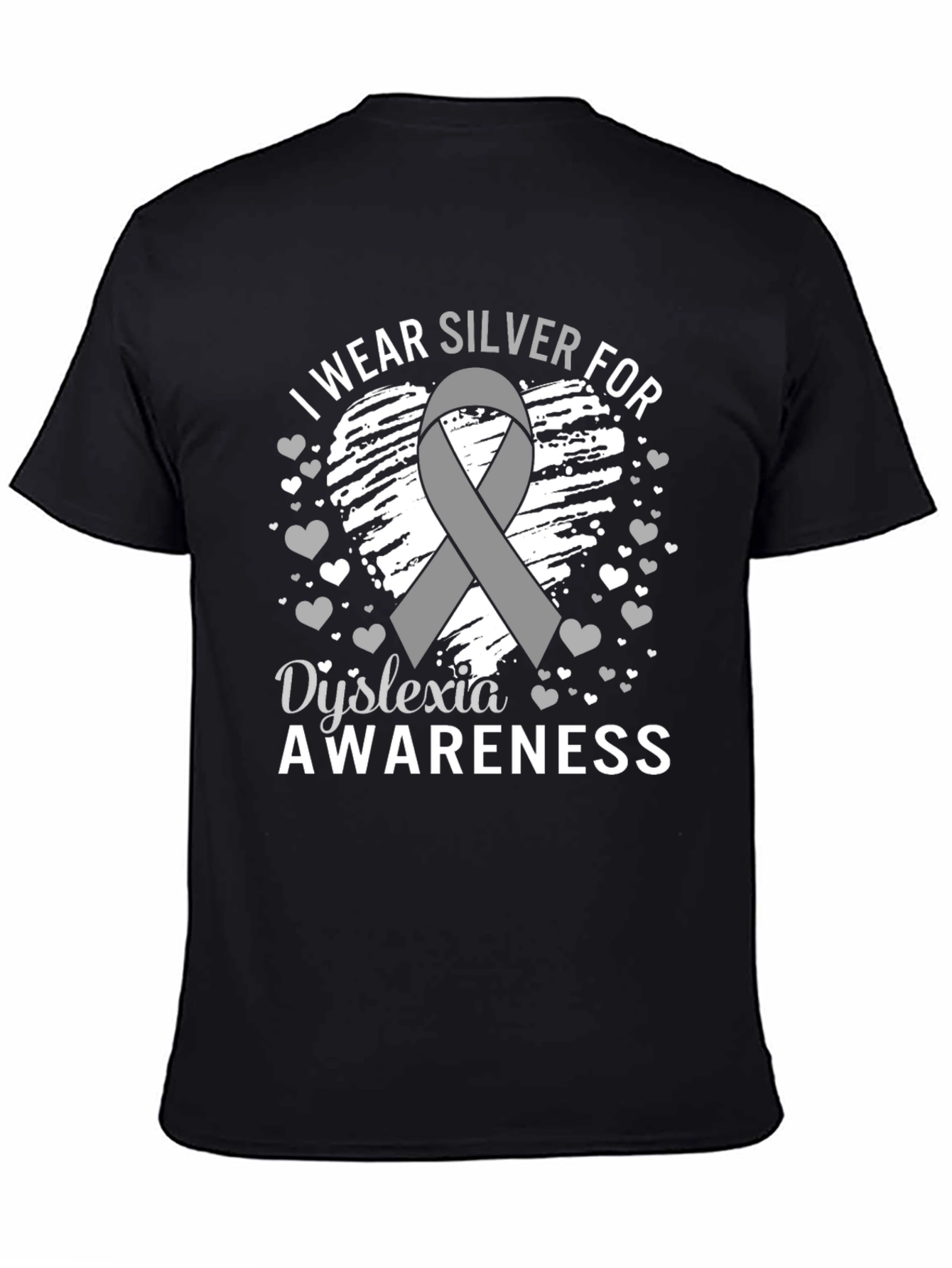 Dyslexia Awareness T-Shirt - Silver Ribbon Support