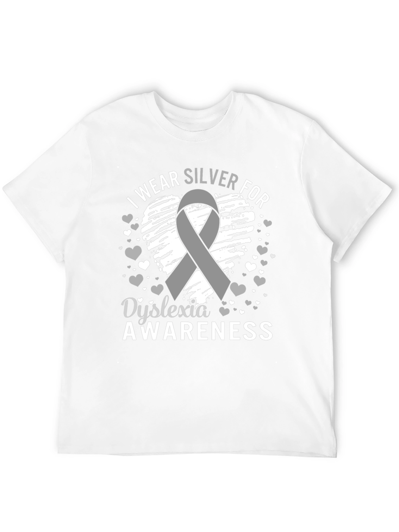 Dyslexia Awareness T-Shirt - Silver Ribbon Support