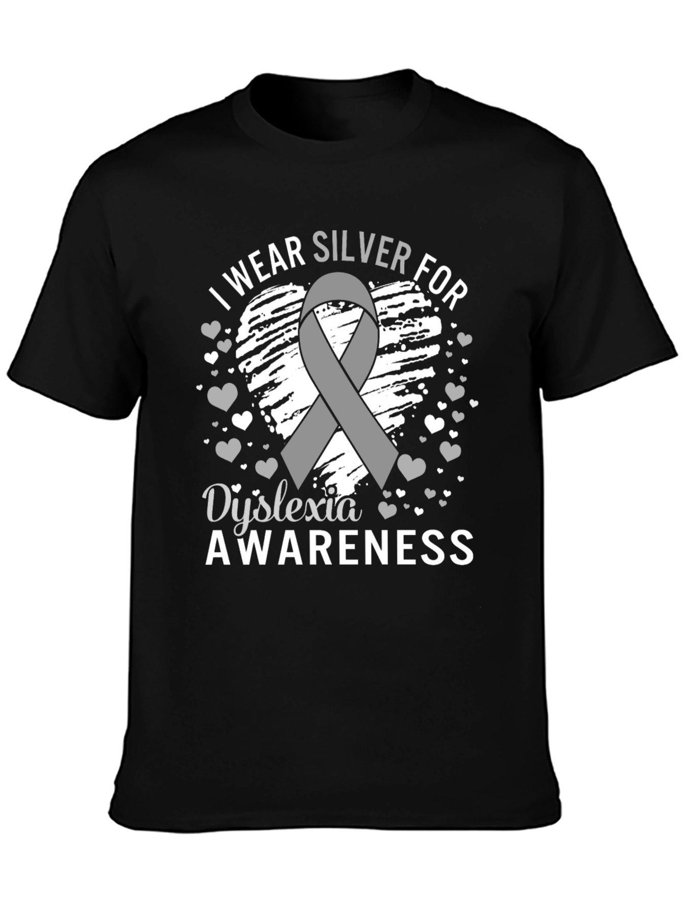 Dyslexia Awareness T-Shirt - Silver Ribbon Support