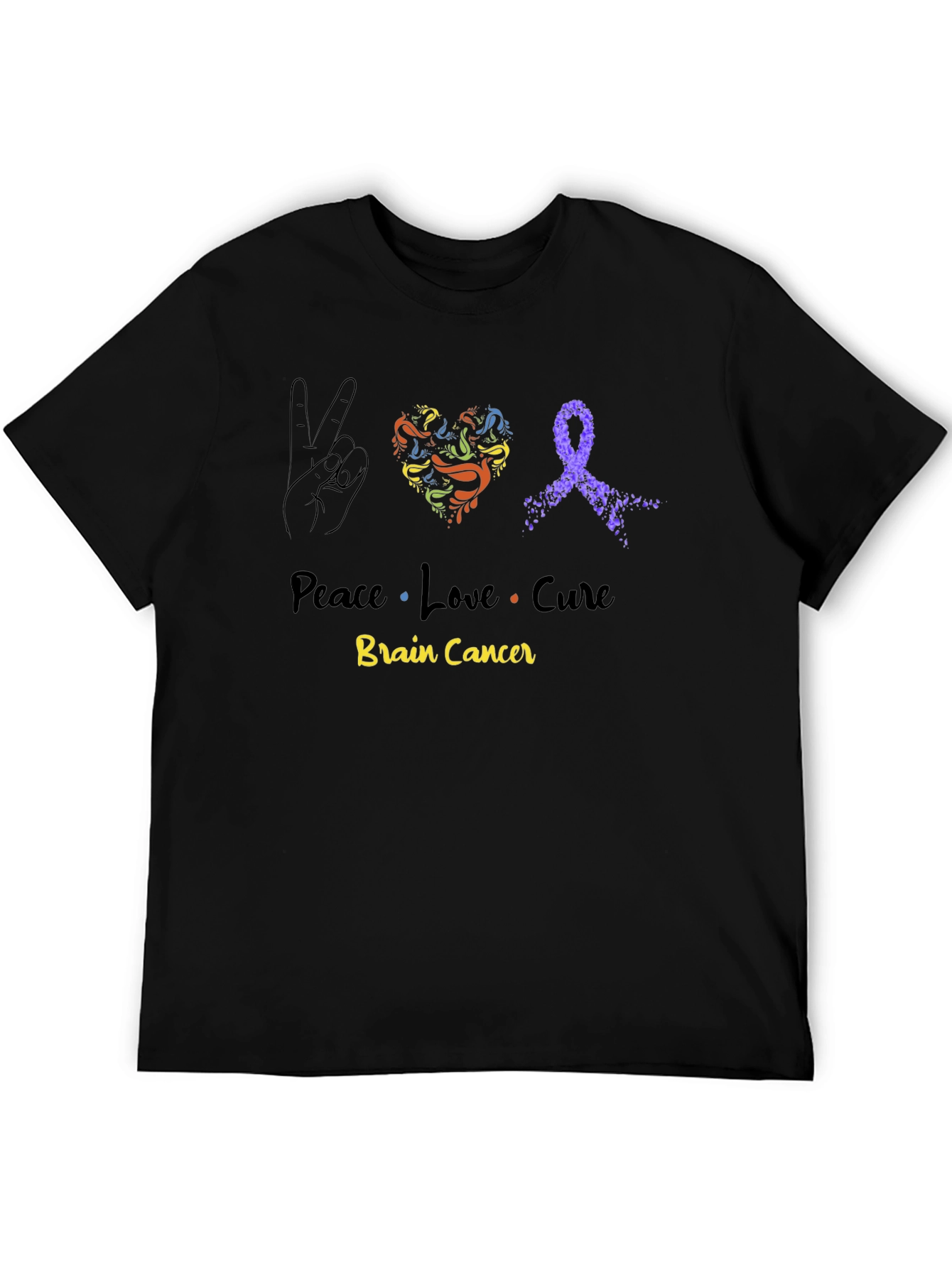 Peace Love Cure Brain Cancer Awareness T-Shirt