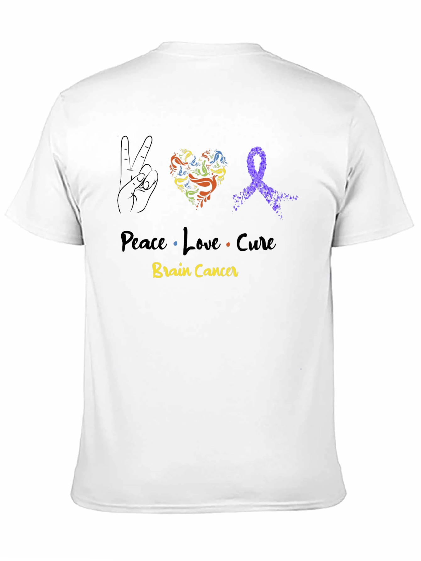 Peace Love Cure Brain Cancer Awareness T-Shirt
