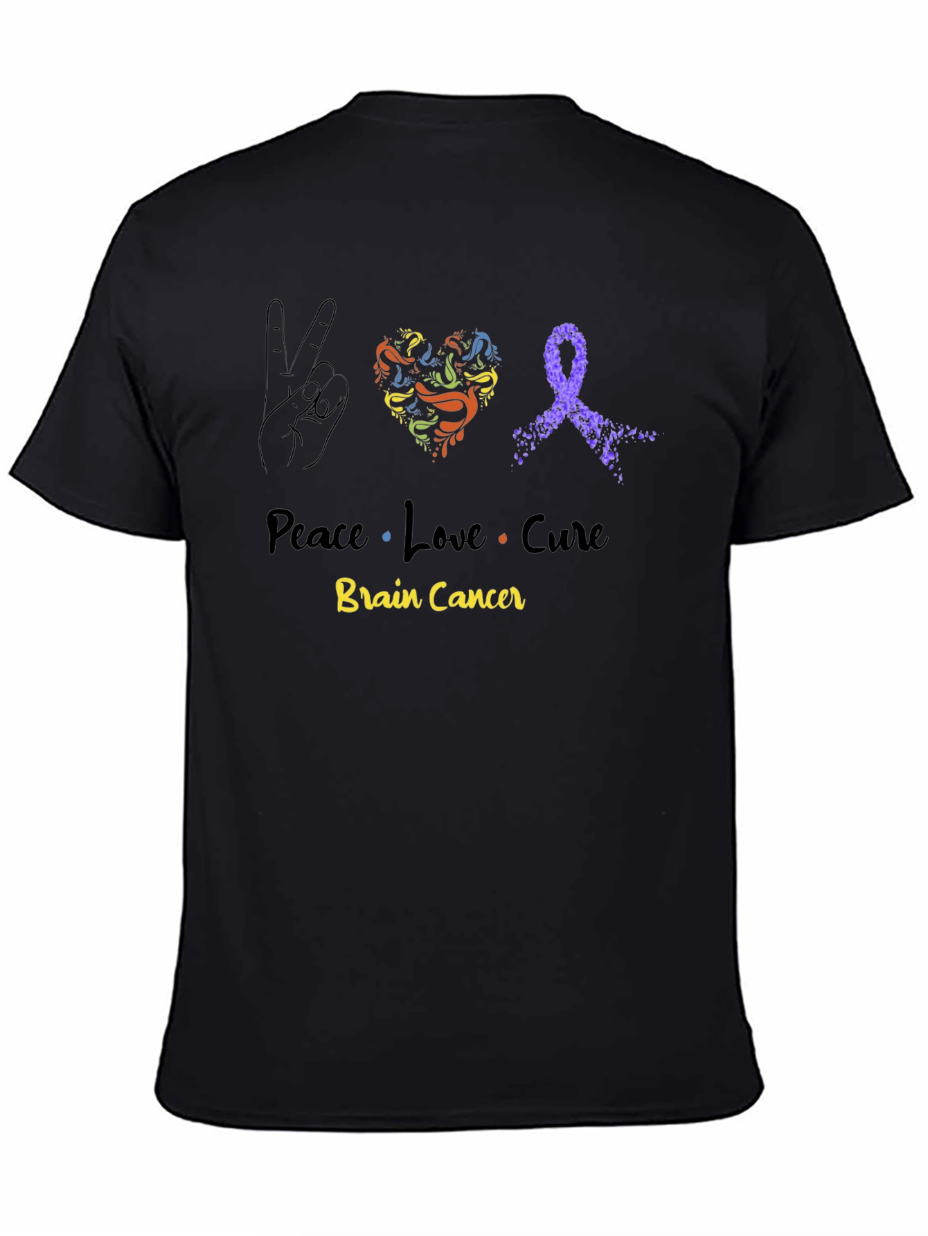 Peace Love Cure Brain Cancer Awareness T-Shirt