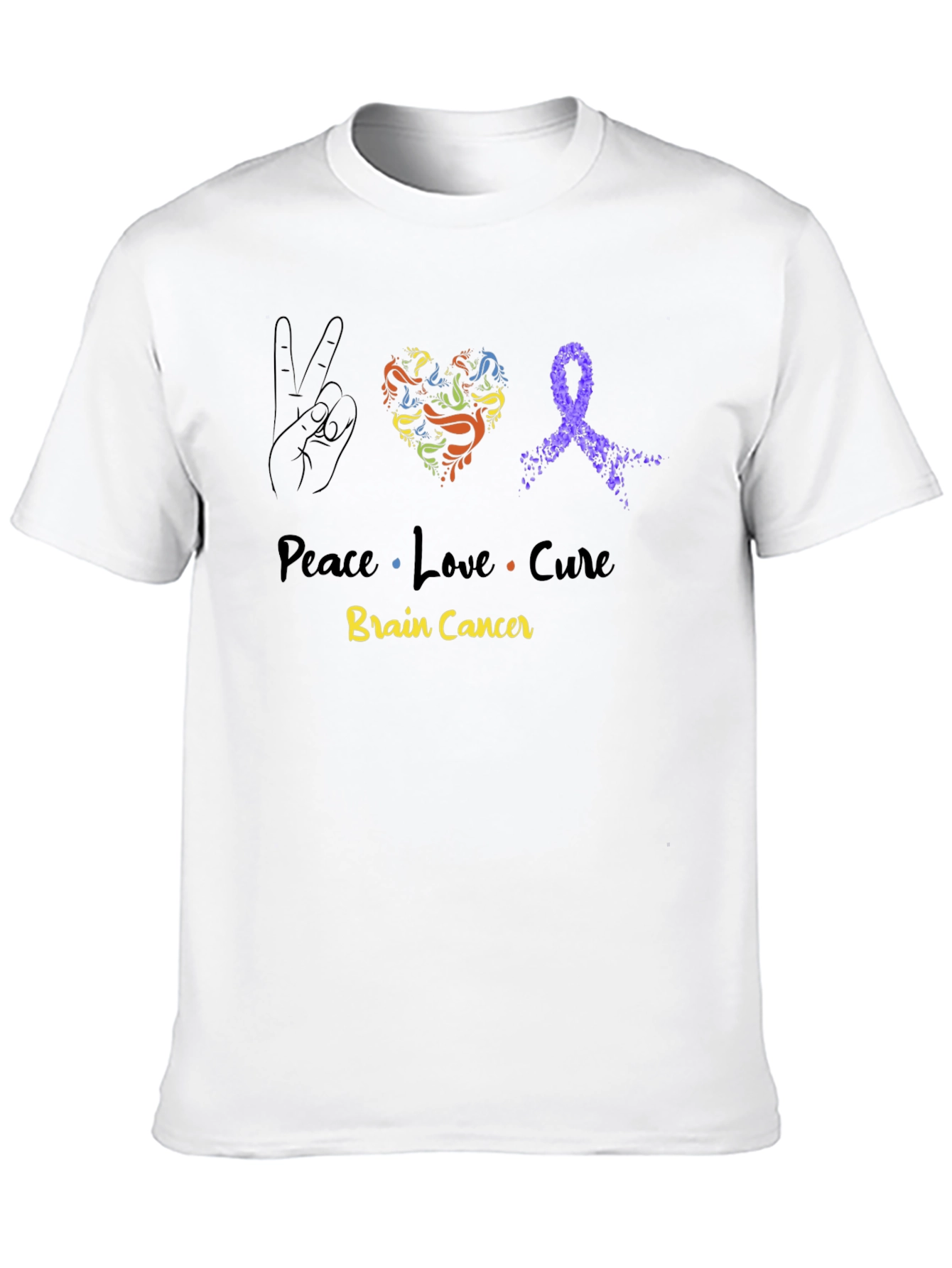 Peace Love Cure Brain Cancer Awareness T-Shirt