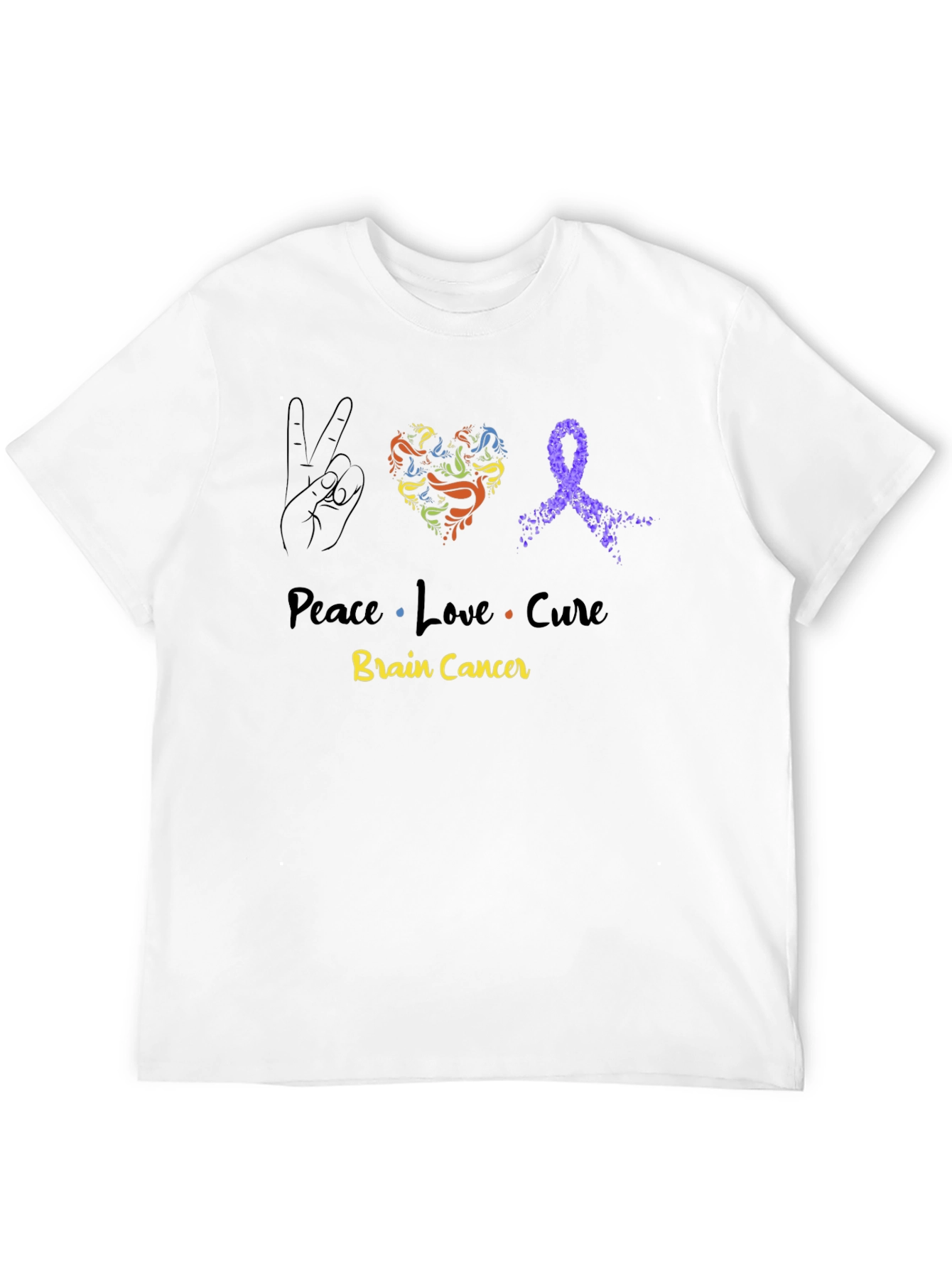 Peace Love Cure Brain Cancer Awareness T-Shirt