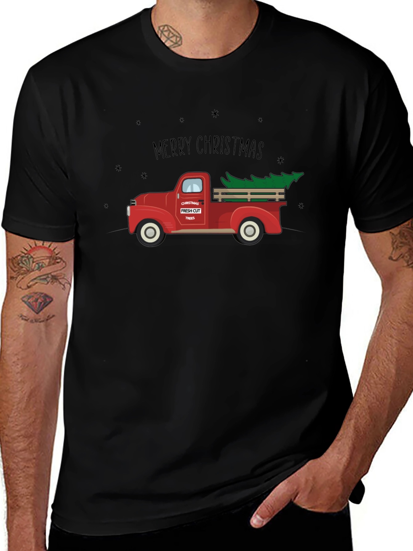 Merry Christmas Tree Truck Graphic Tee