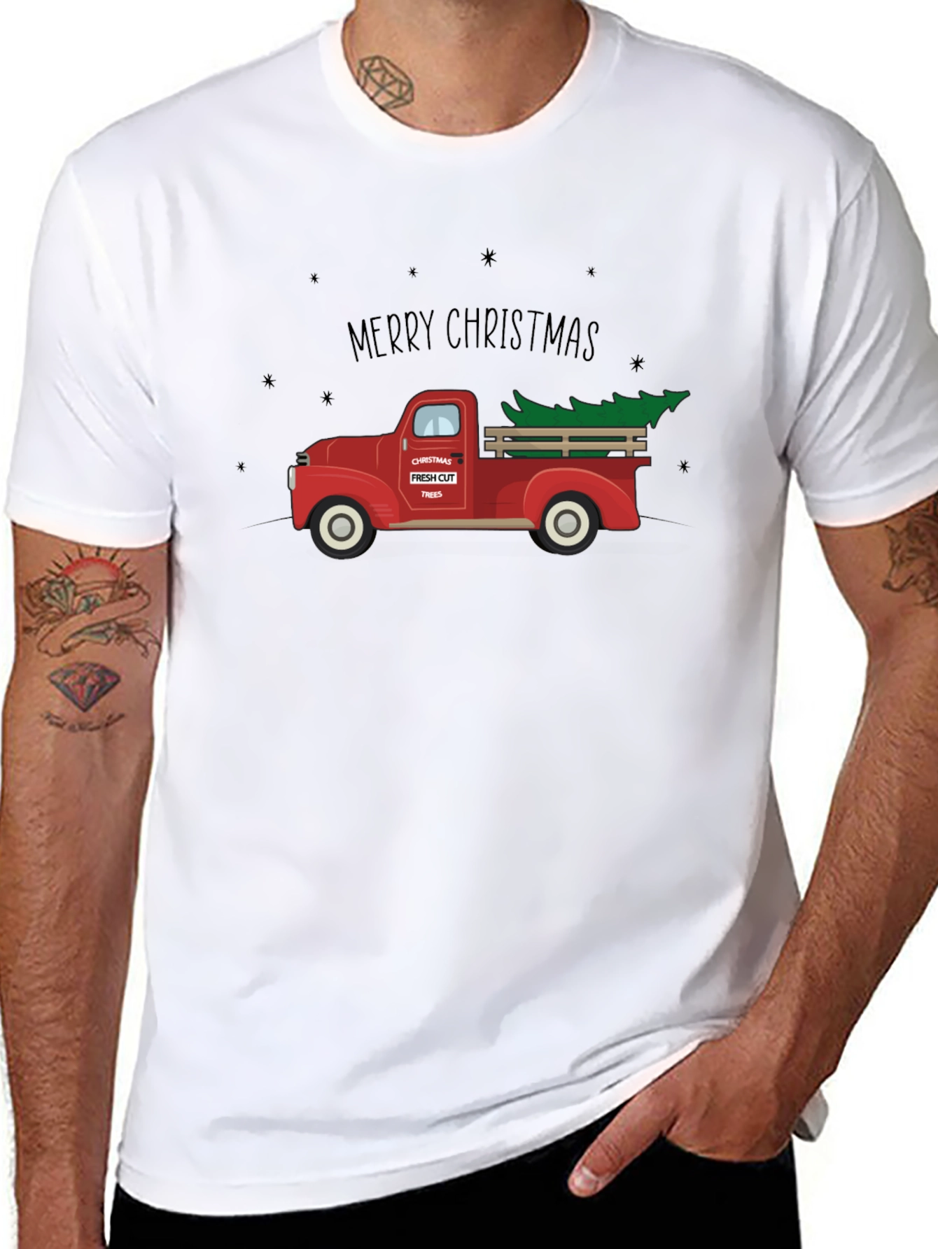 Merry Christmas Tree Truck Graphic Tee