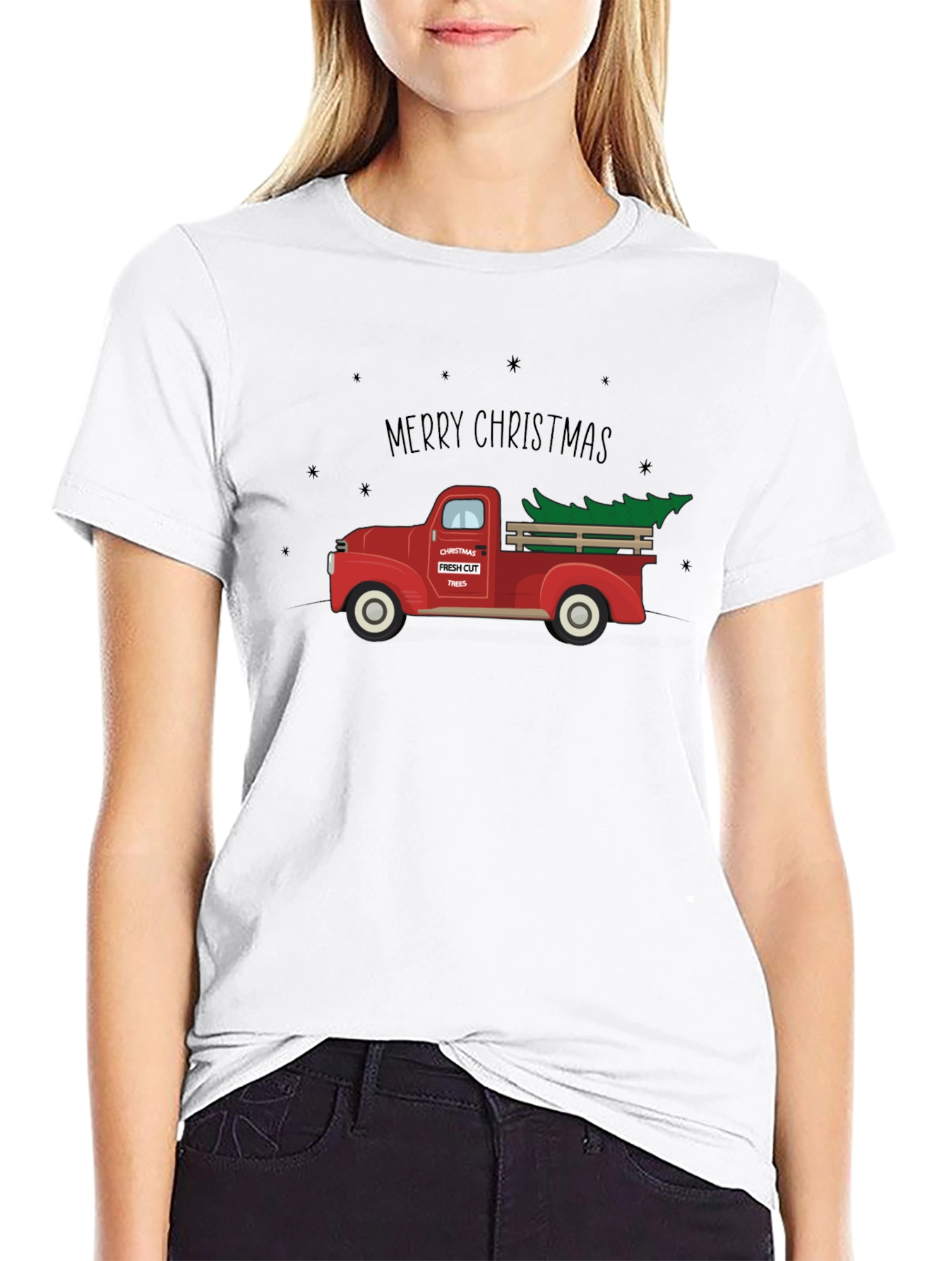Merry Christmas Tree Truck Graphic Tee