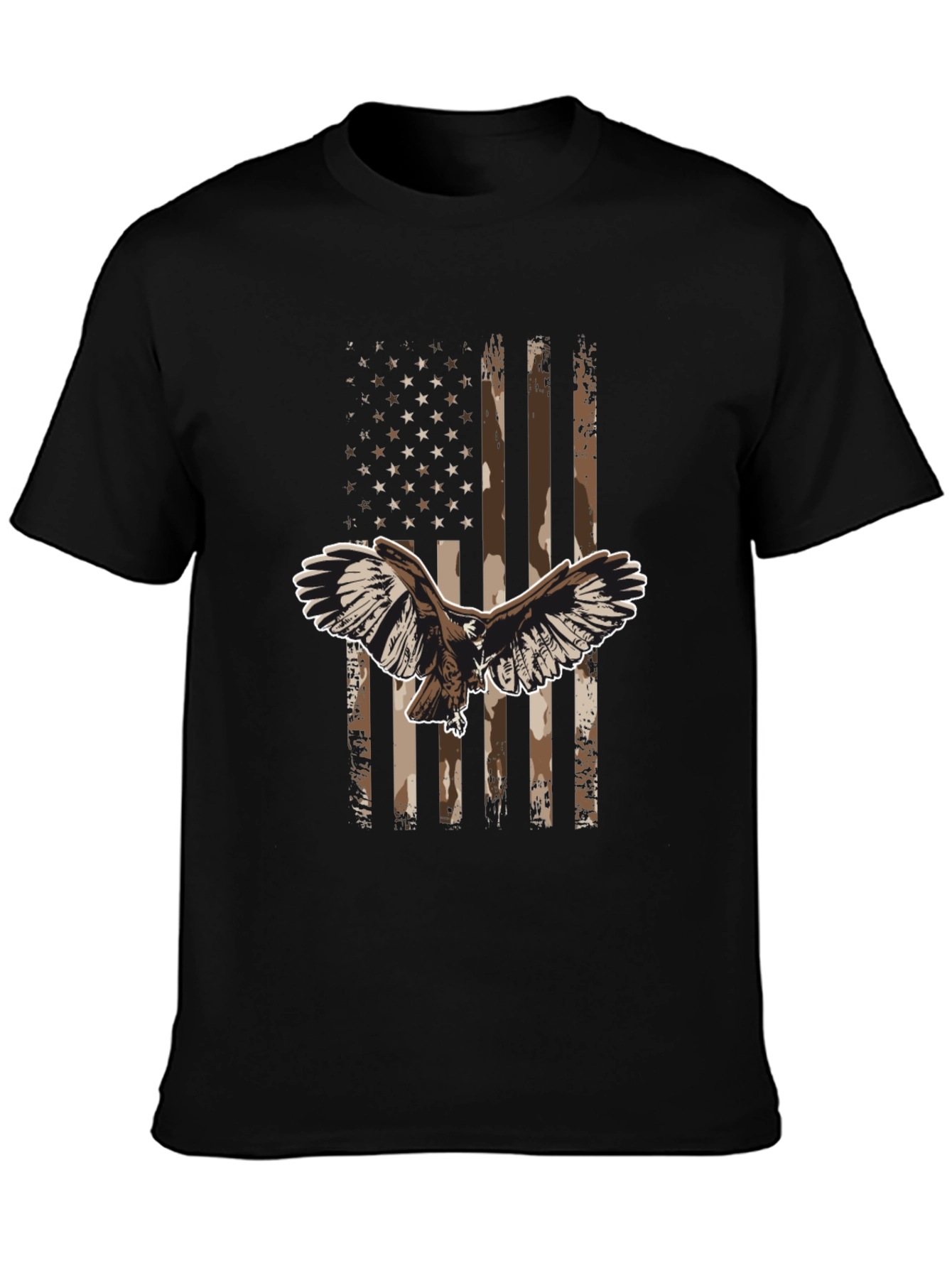 American Flag Eagle Graphic Tee - Black