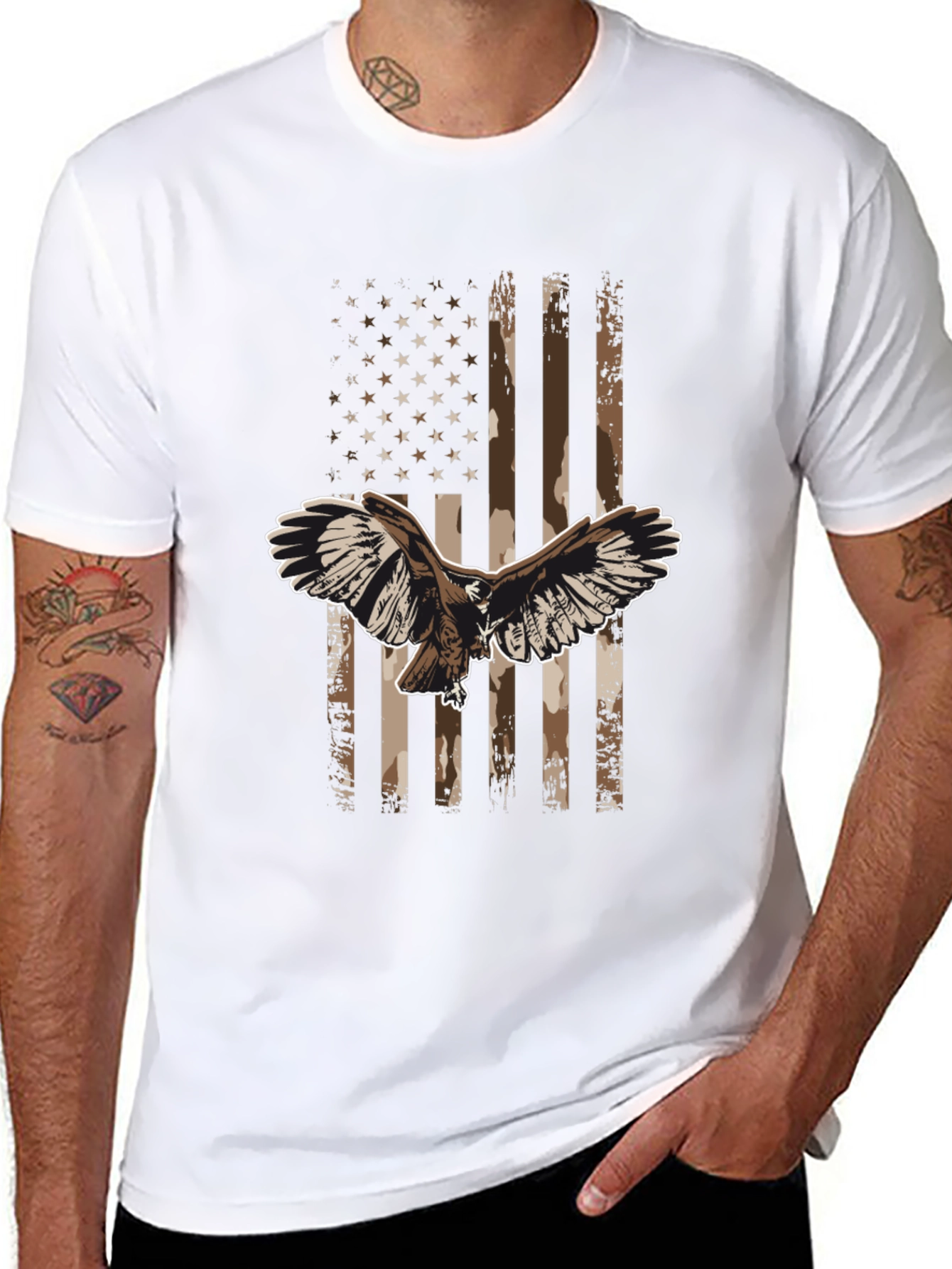American Flag Eagle Graphic Tee - Black