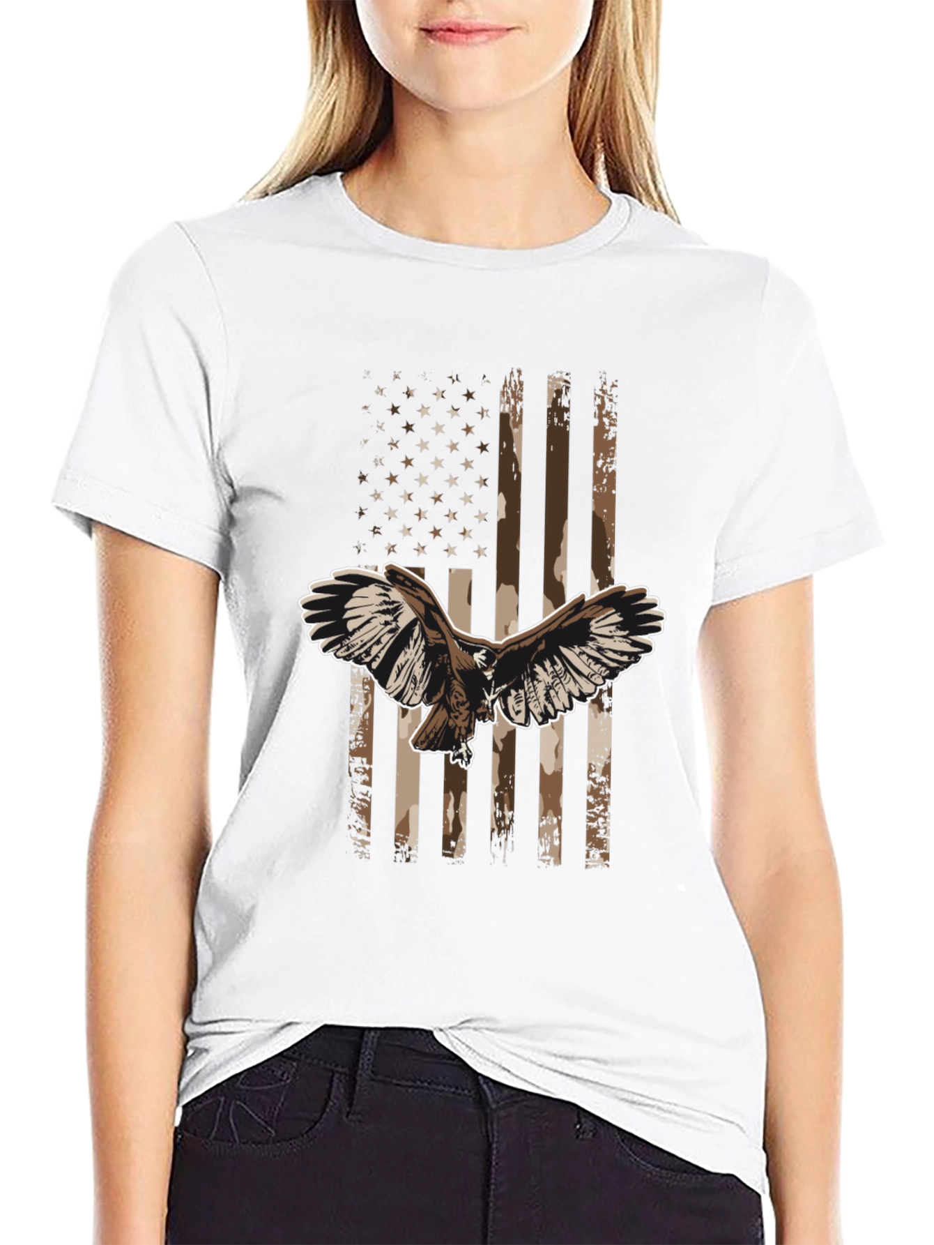 American Flag Eagle Graphic Tee - Black