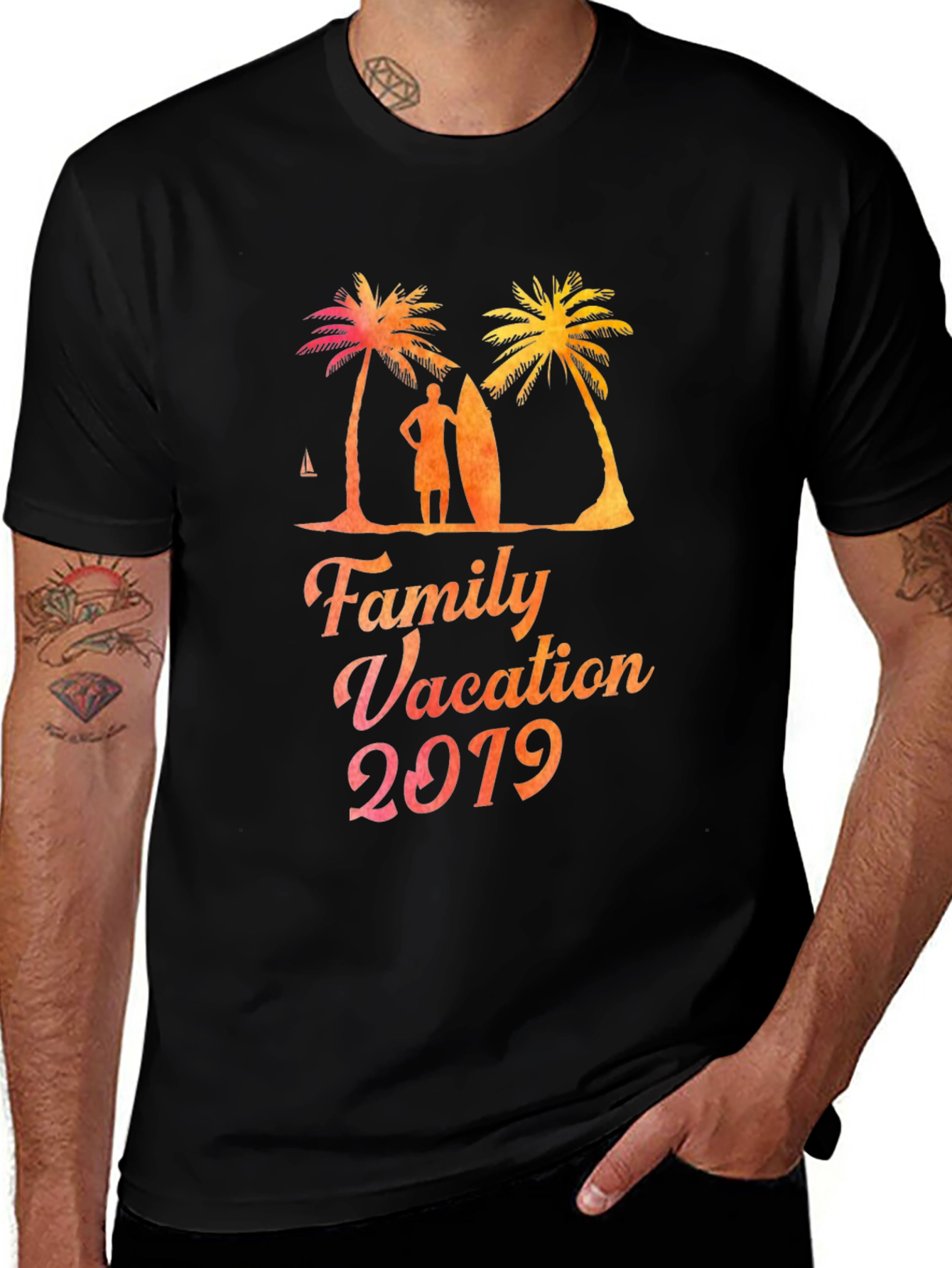 Family Vacation 2019 T-Shirt Beach Palm Tree Holiday Tee