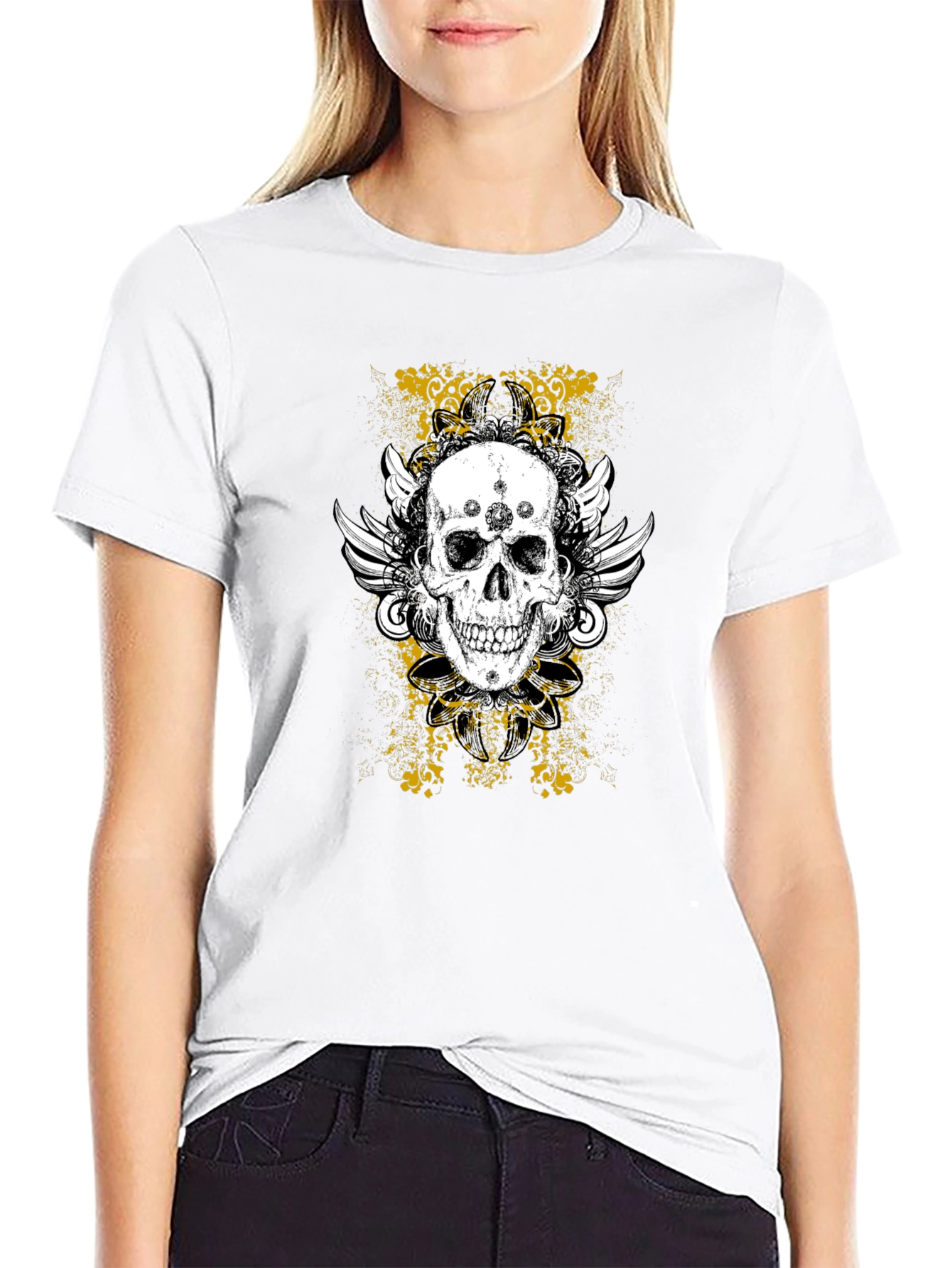 Skull & Wings Graphic Tee - Black