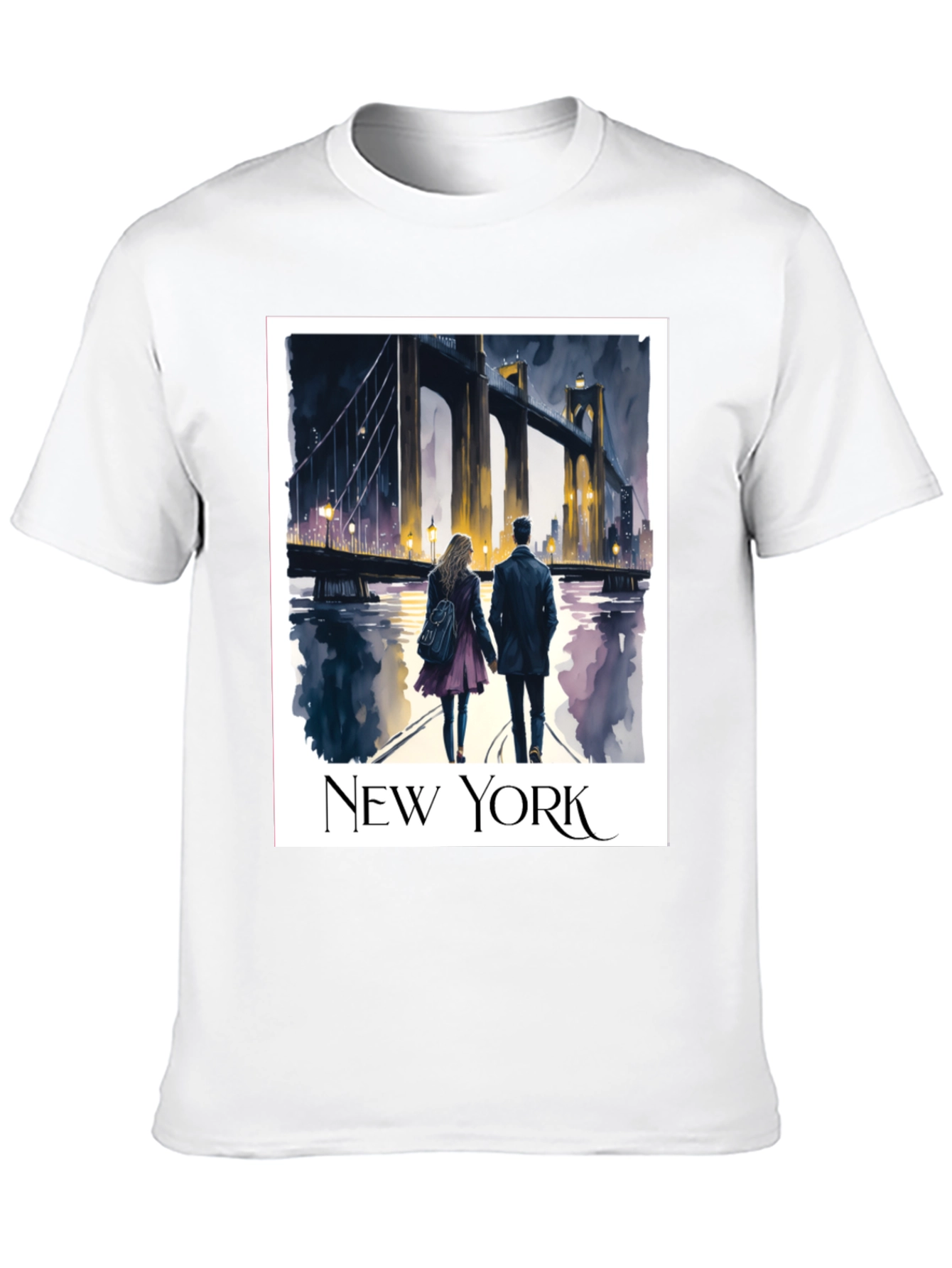 New York Bridge Couple Graphic T-Shirt