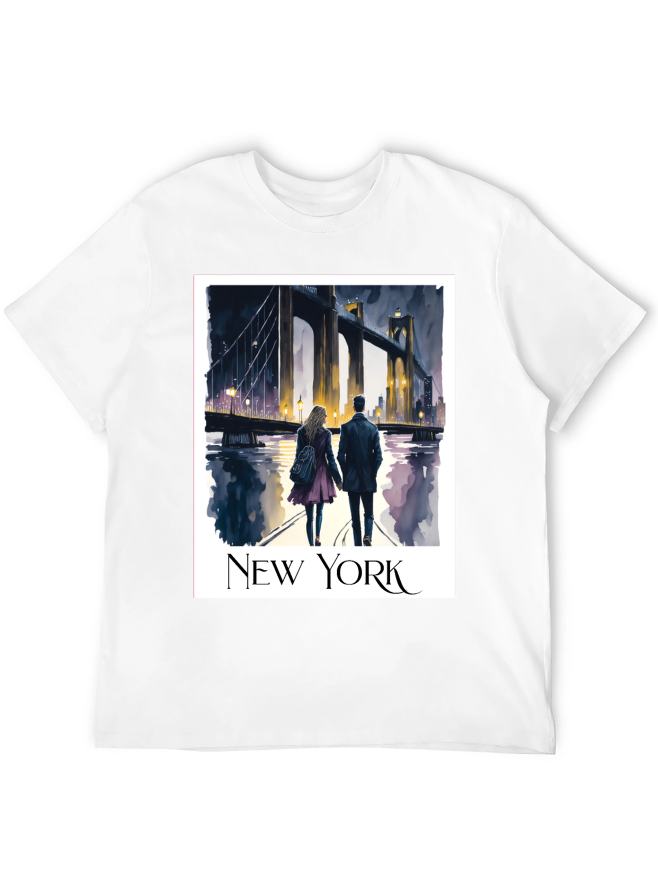New York Bridge Couple Graphic T-Shirt