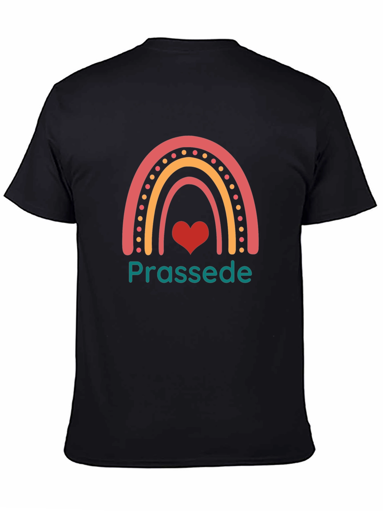 Prassede Rainbow Heart Graphic Tee - Black Cotton Blend